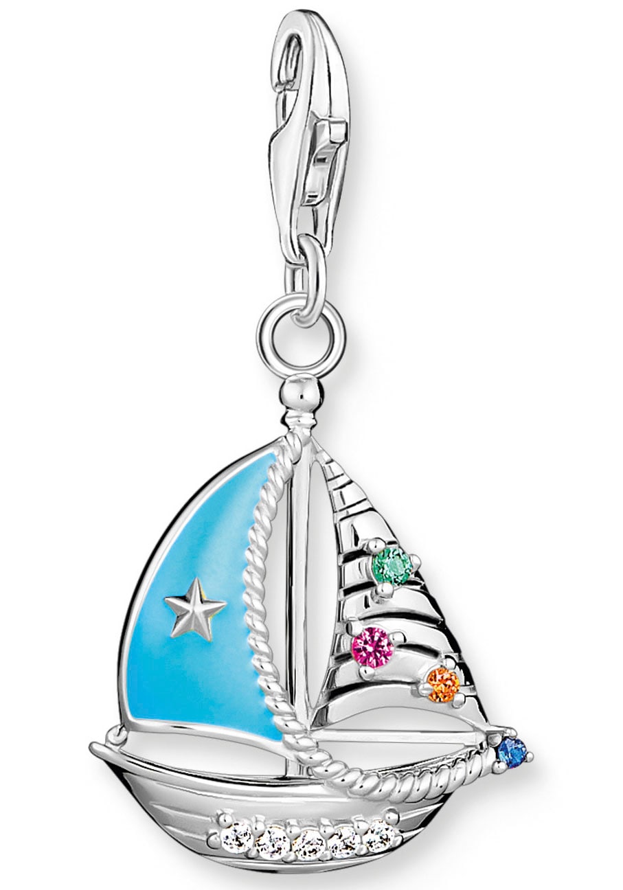 THOMAS SABO Charm-Einhänger »Segelboot, 1927-340-7«, mit Glas-Keramik Stein