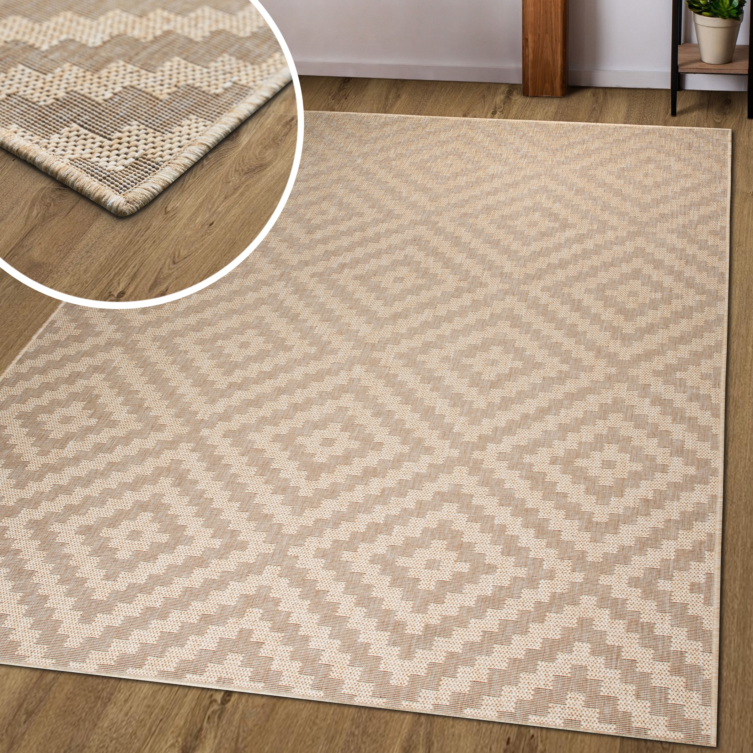 OTTO home Teppich »Cordoba auch als Läufer erhältlich« rechteckig 3 mm Höhe In- und Outdoor geeignet, Sisal-Optik, Wetterfest & UV-beständig, Boho