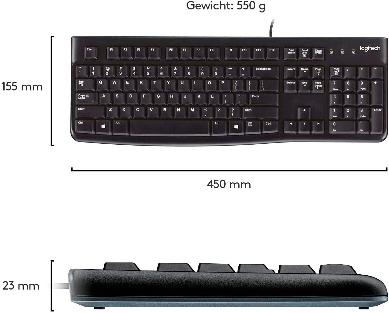 Logitech PC-Tastatur »Keyboard K120 - DE-Layout«, (Ziffernblock), Nummernblock