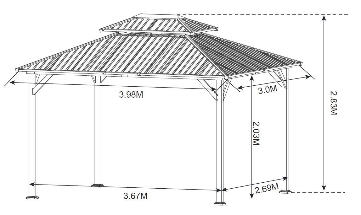 KONIFERA Pavillon »Thasos«, mit Doppeldach, in BxT: 300x300 cm und 400x300 cm, ohne Seitenteile