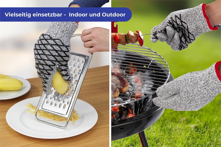 Maximex Grillhandschuhe »2in1«, (Set, 2 tlg.), Schnittschutzhandschuhe für Damen, hitzebeständige Küchenhandschuhe