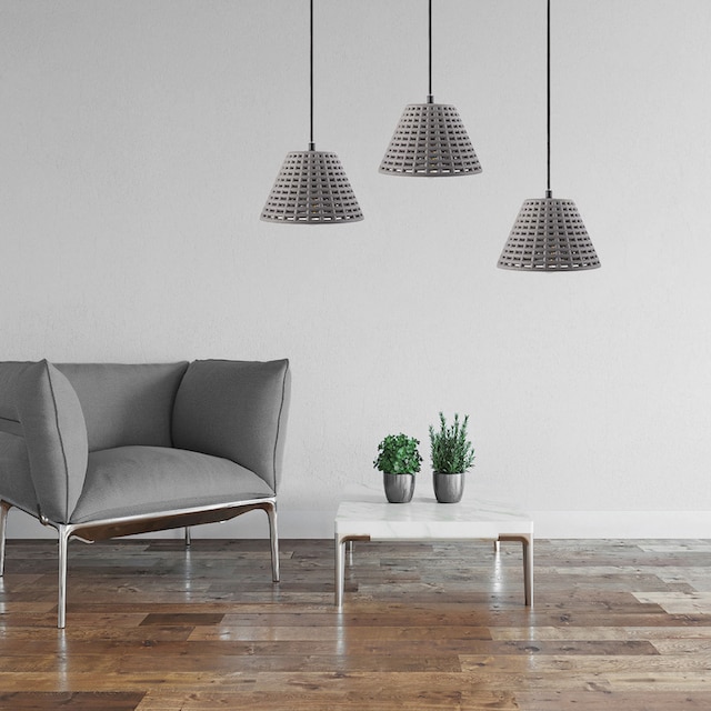 Jahren Lampe E27 | Wohnzimmer Garantie Esszimmer Beton mit Pendelleuchte LED, »GITTA«, Paco flammig-flammig, Home online kaufen XXL Küche 3 1 Gitter Hängelampe