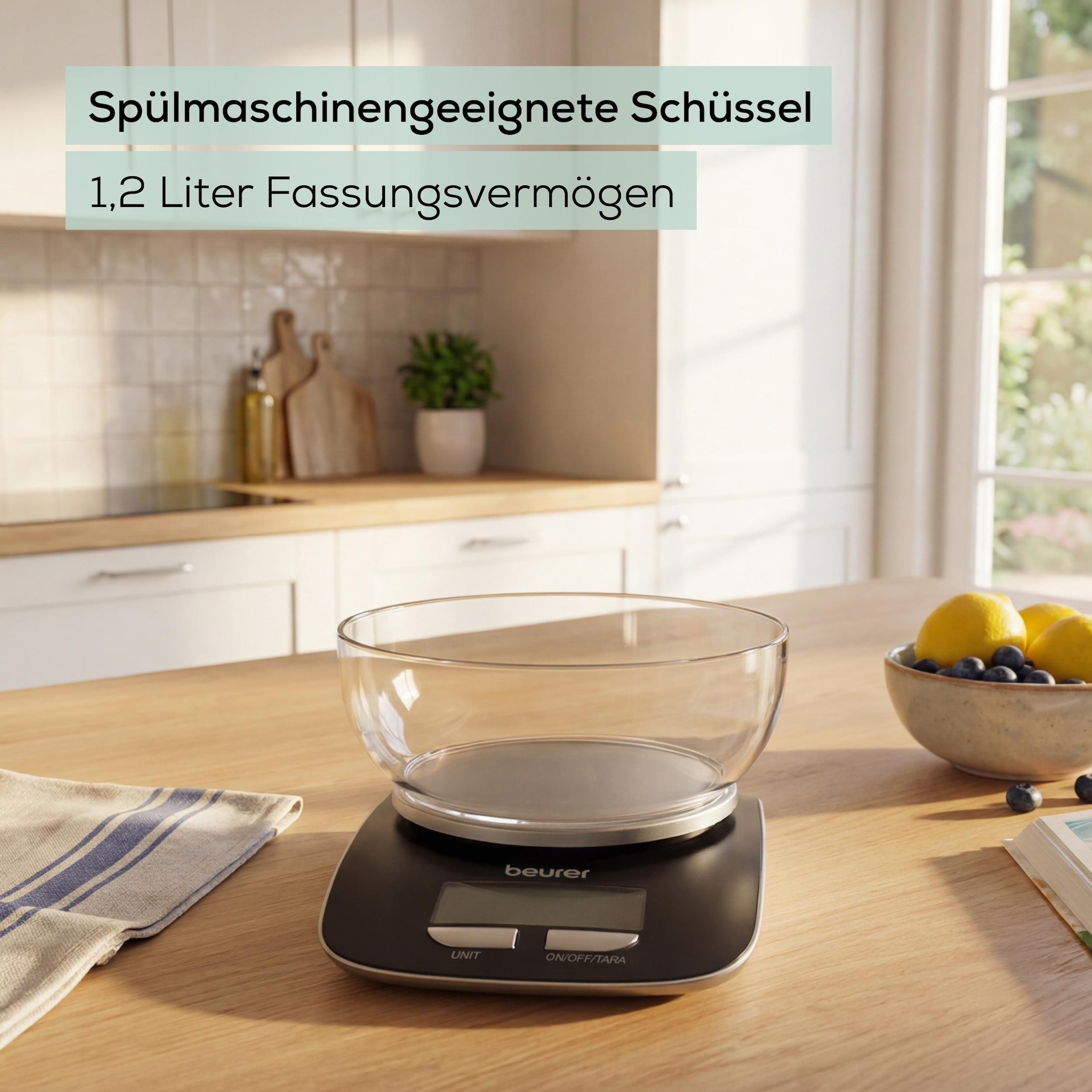BEURER Küchenwaage »KS 25 Limited Edition 2026 mit praktischer Schüssel« Digitale Küchenwaage mit abnehmbarer Schüssel & Displaybeleuchtung