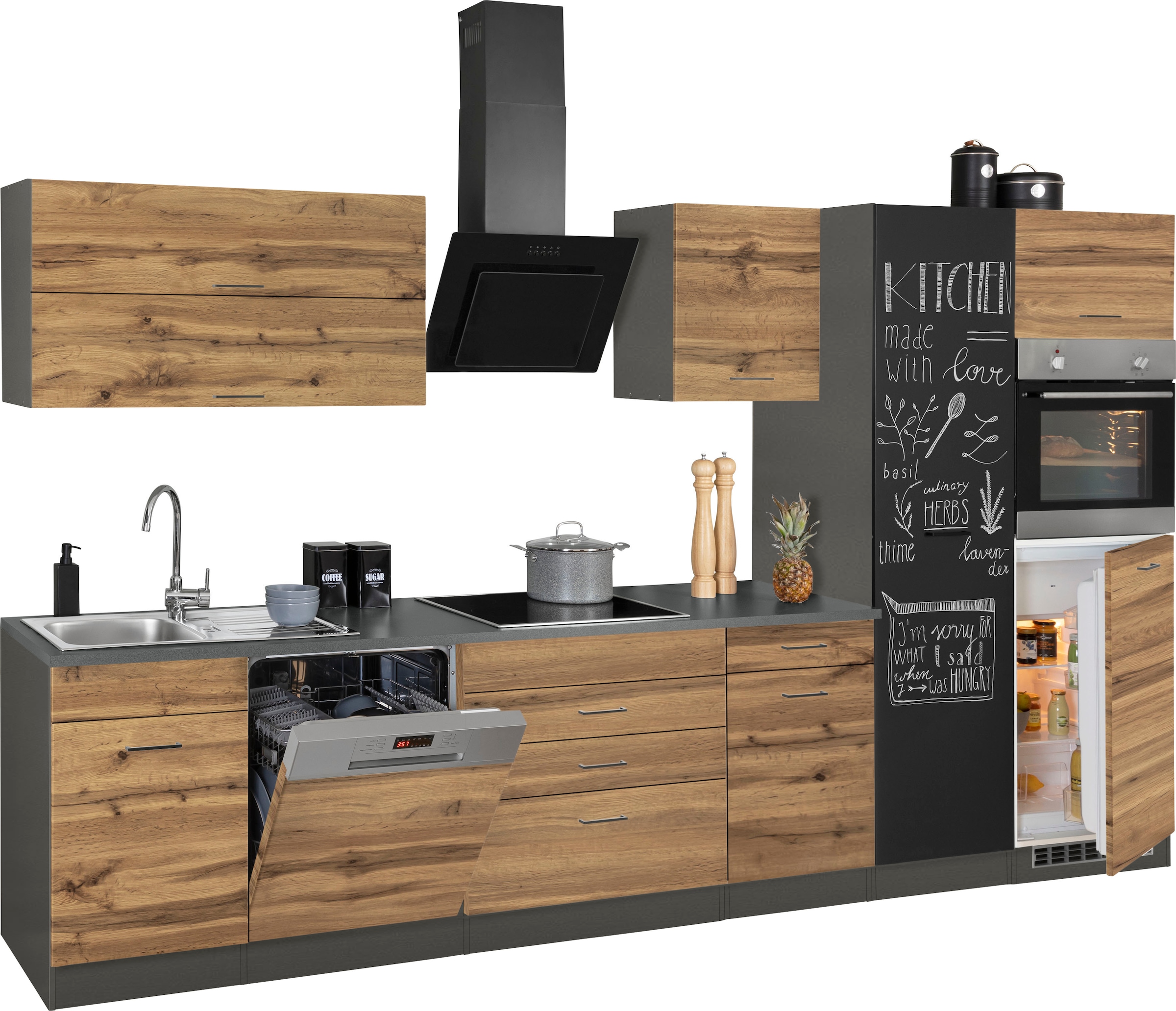 KOCHSTATION Küchenzeile »KS-Trier« ohne E-Geräte, Breite 350 cm