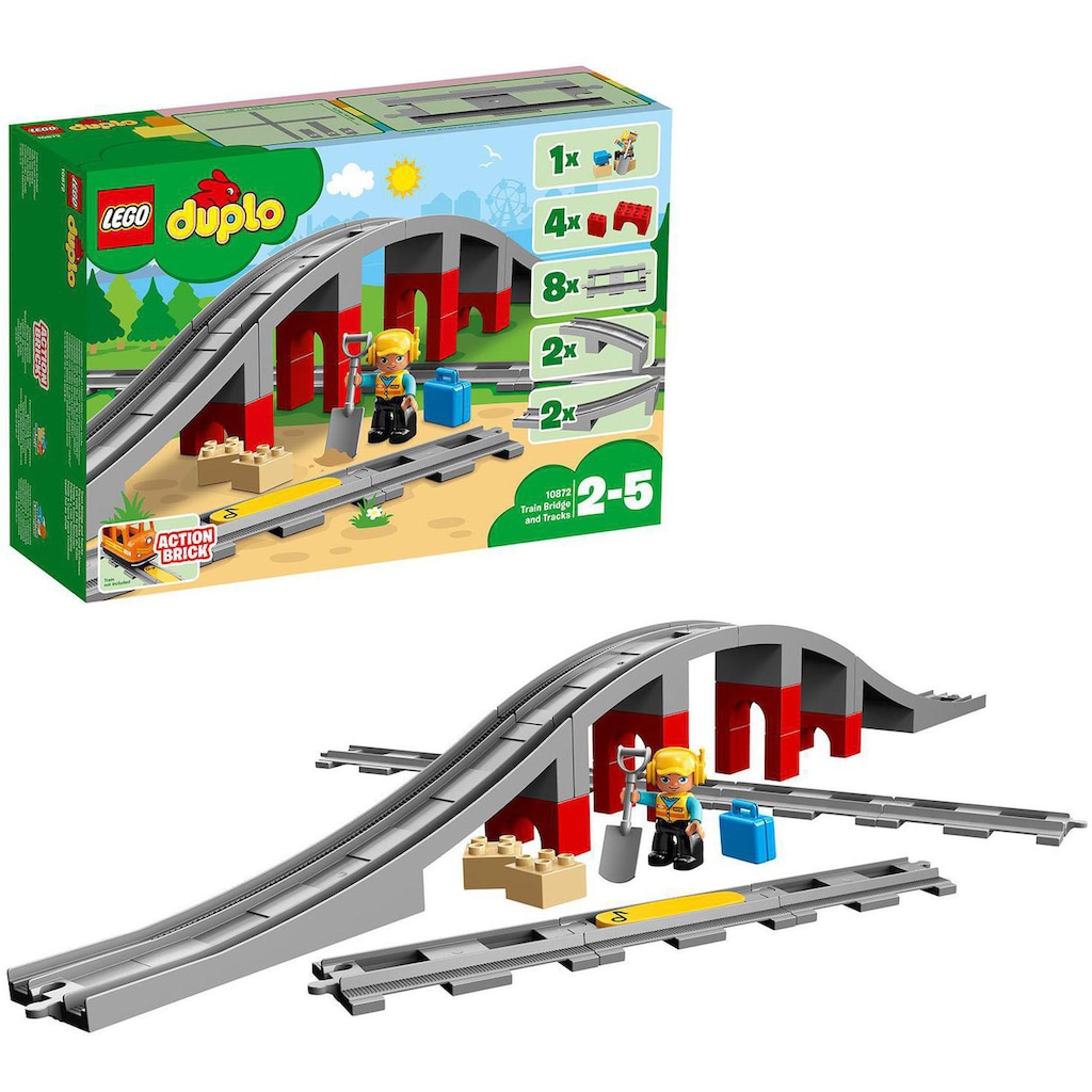 LEGO® Konstruktionsspielsteine »Eisenbahnbrücke und Schienen (10872), LEGO® DUPLO® Town«, (26 St.)