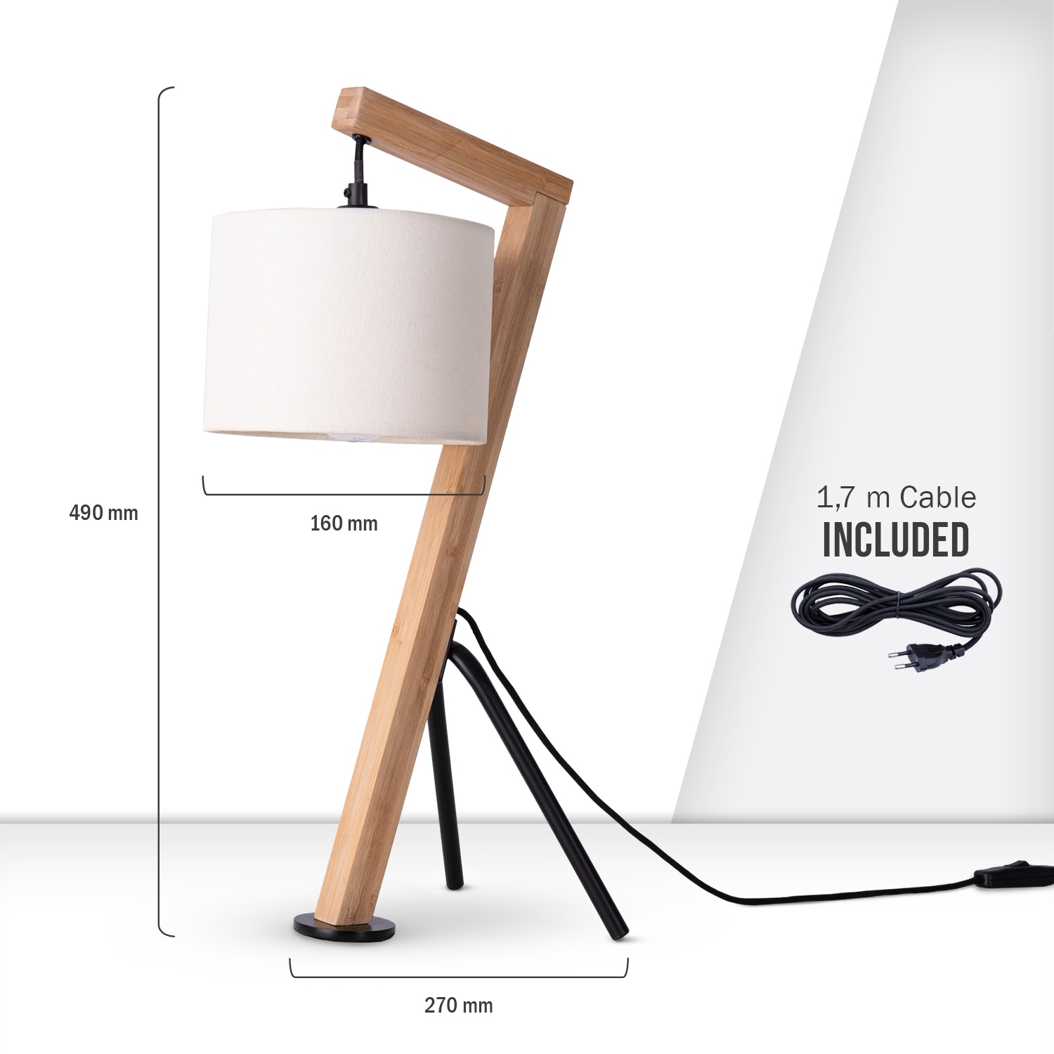 Paco Home Tischleuchte »GALLOW« E27 Schreib Holz Dreibein Vintage E27 Galgen Modern Höhe 49cm