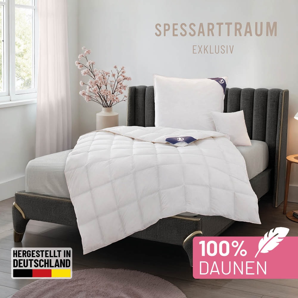 SPESSARTTRAUM Daunenbettdecke "Exklusiv, Bettdecken für Sommer und Winter, Decke" leicht Füllung 100% Daunen (Außenkammern), 100% Federn (Kern) 1 Stk. tlg. 5 Wärmeklassen & 8 Größen, Bestseller