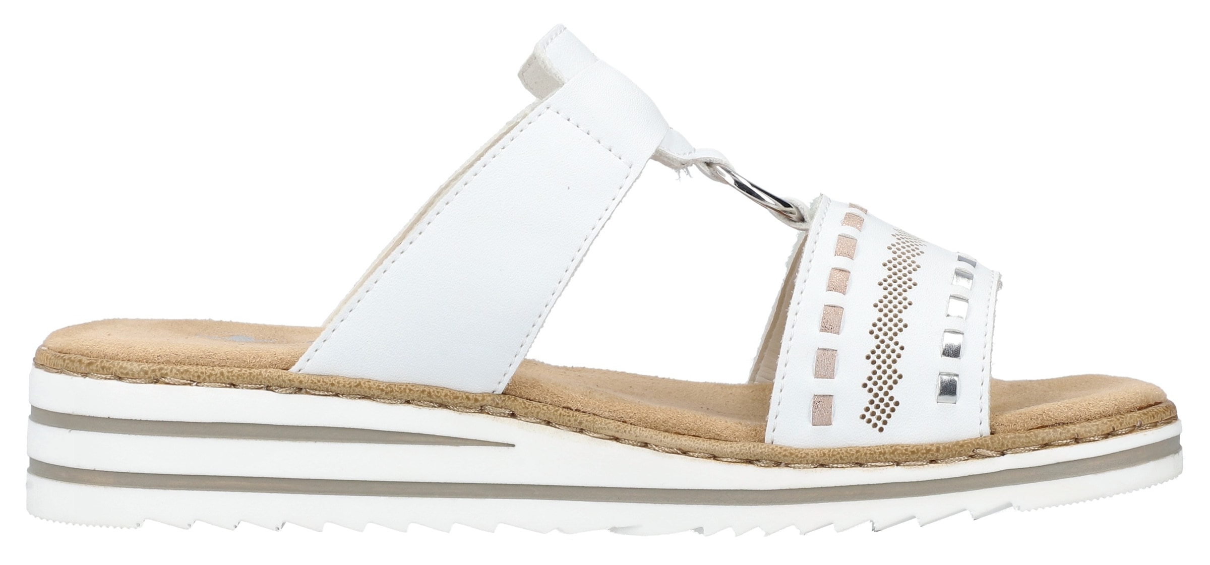 Rieker Pantolette, Keilabsatz, Sommerschuh, Schlappen mit praktischen Klettriemchen