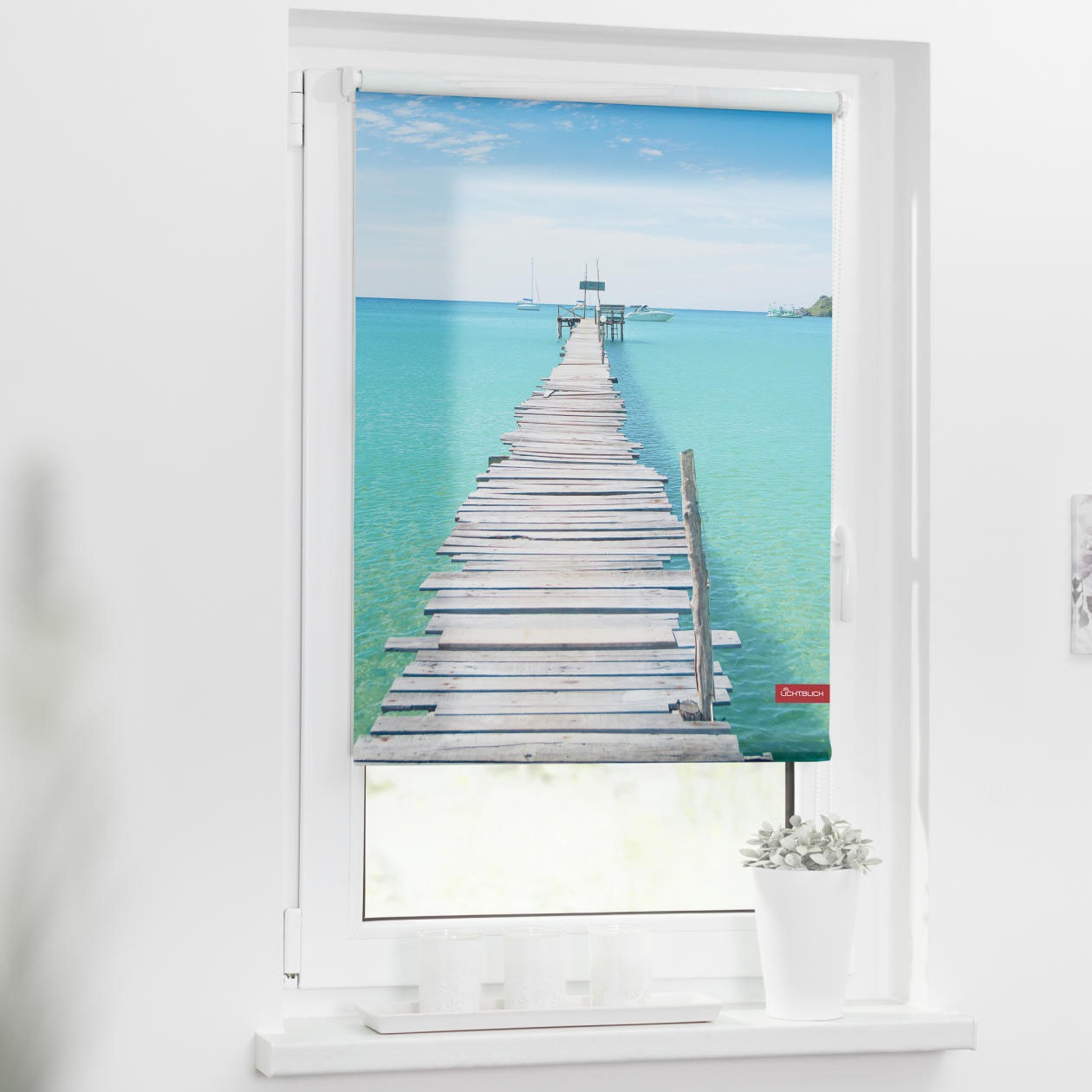 LICHTBLICK ORIGINAL Seitenzugrollo »Rollo Klemmfix, ohne Bohren, blickdicht, El Mar - Blau« blickdicht Blendschutz | Sichtschutz freihängend