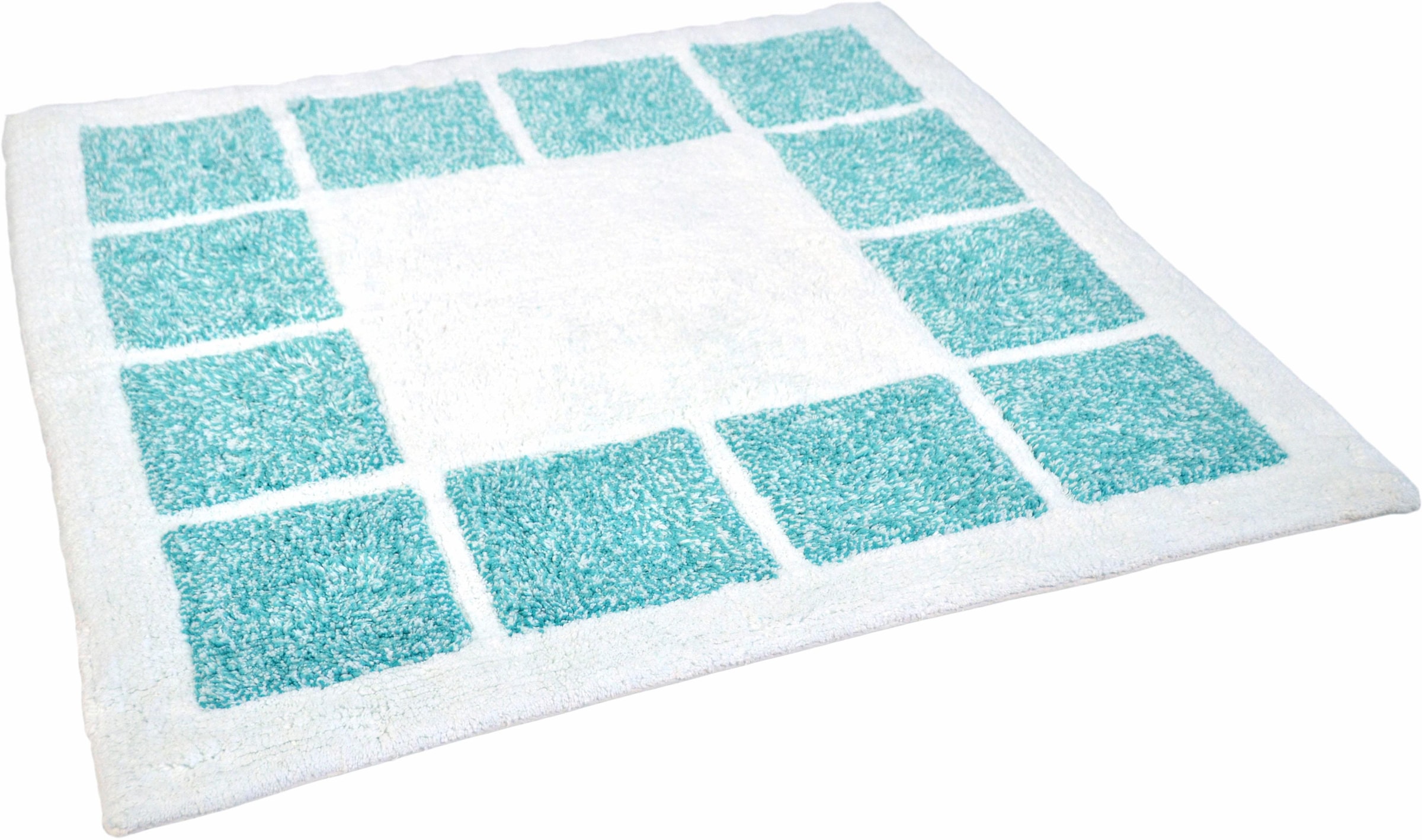 MESANA Badematte »Karo Melange« Höhe 15 mm rutschhemmend beschichtet fußbodenheizungsgeeignet modernes Design, mit Bordüre, rechteckig & quadratisch erhältlich