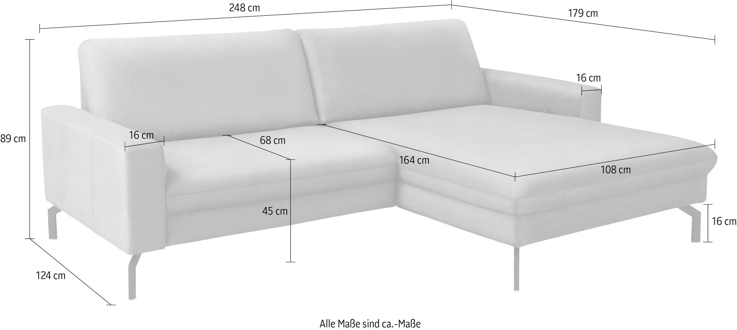 Die PlanBar Ecksofa »PN-EM20028 L-Form ohne Kopfstützen« wahlweise mit motorischem Canape