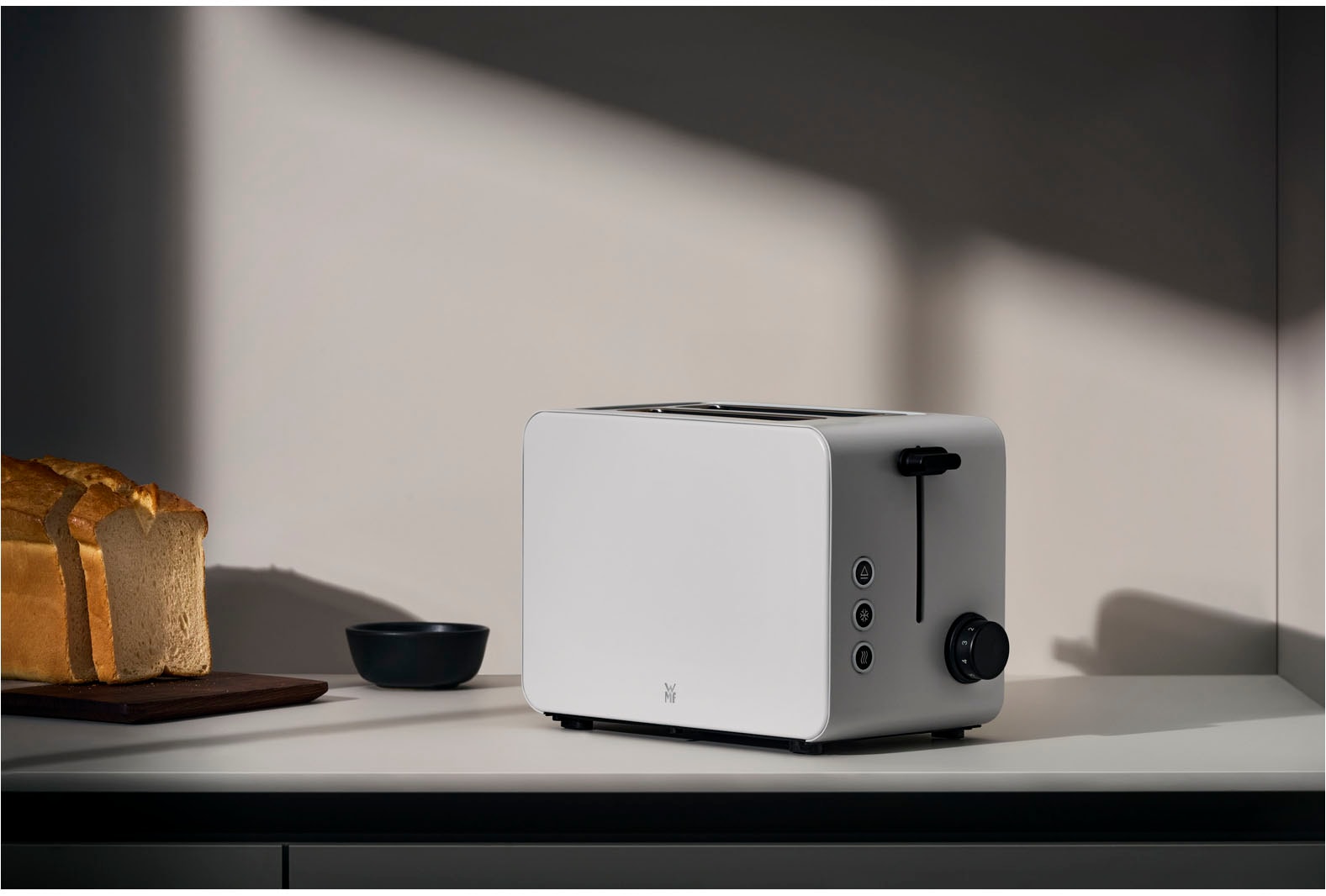WMF Toaster »Stelio Paper White, Doppelschlitz Toaster mit Brötchenaufsatz« 2 kurze Schlitze für 2 Scheiben 1050 W 7 Bräunungsstufen, Brotzentrierung, Krümelschublade, Cromargan Gehäuse