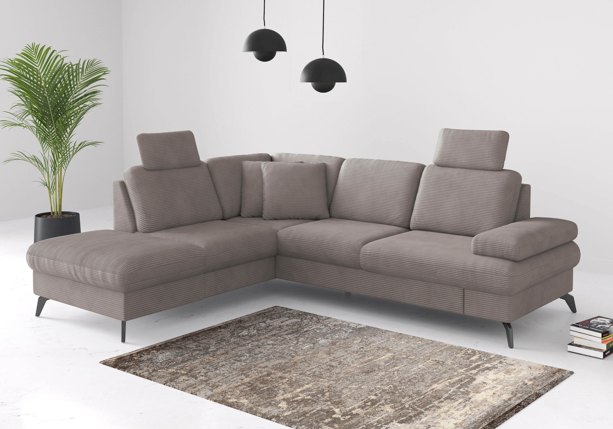 sit&more Ecksofa »Morris Jubi L-Form«, inkl. Armteilfunktion und 1 Zierkissen, wahlweise mit Bettfunktion