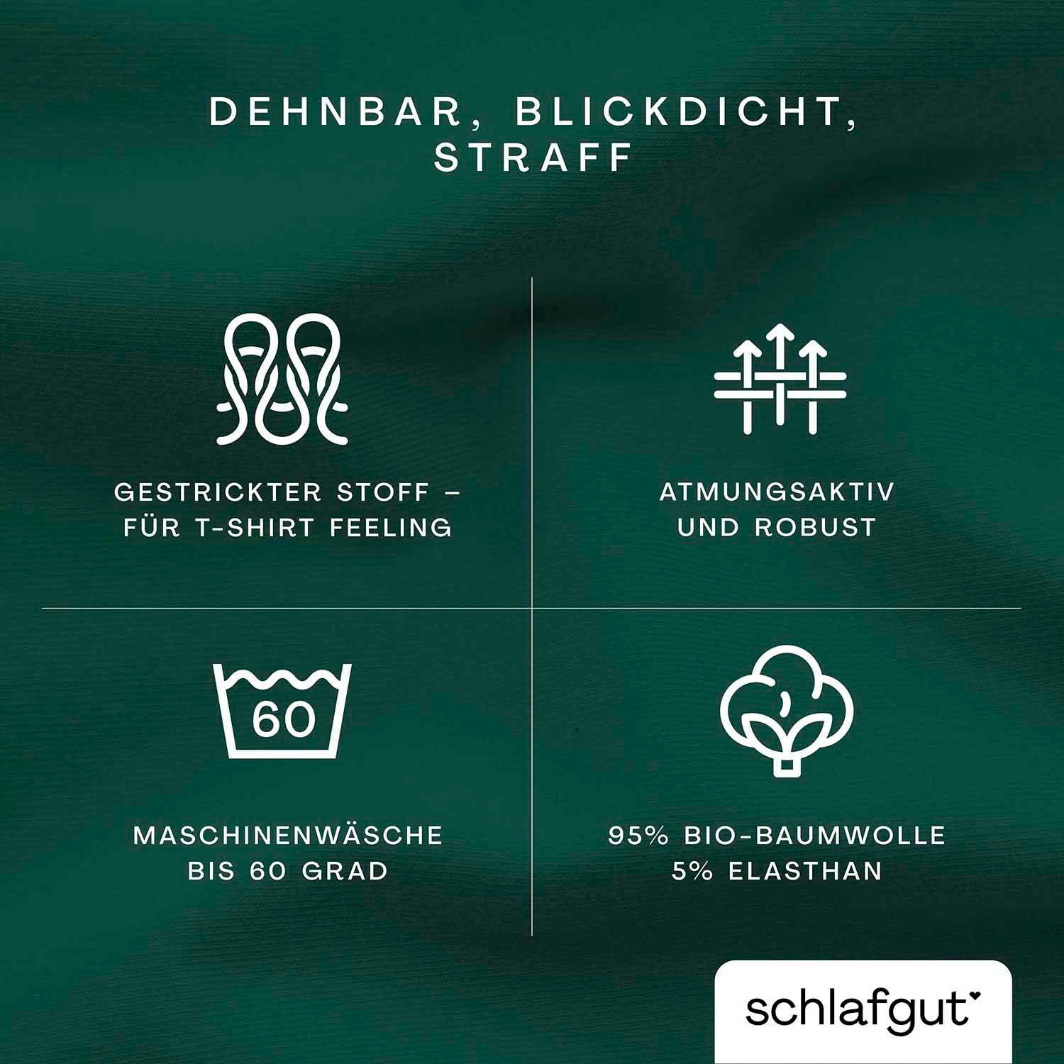 Schlafgut Spannbettlaken »PURE Bio-Baumwolle mit Elasthan, dehnbar blickdicht, straff, Bettlaken«, PREMIUM Laken für Matratzen bis 30cm Höhe, in 90x200, 140x200, 180x200