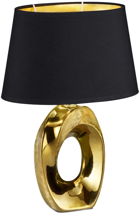 »Taba«, Jahren in 3 online Nachttischlampe, XXL Garantie Tischlampe 1 schwarz/gold mit Leuchten TRIO kaufen | Schreibtischlampe golfarbig, Stoffschirm flammig-flammig,