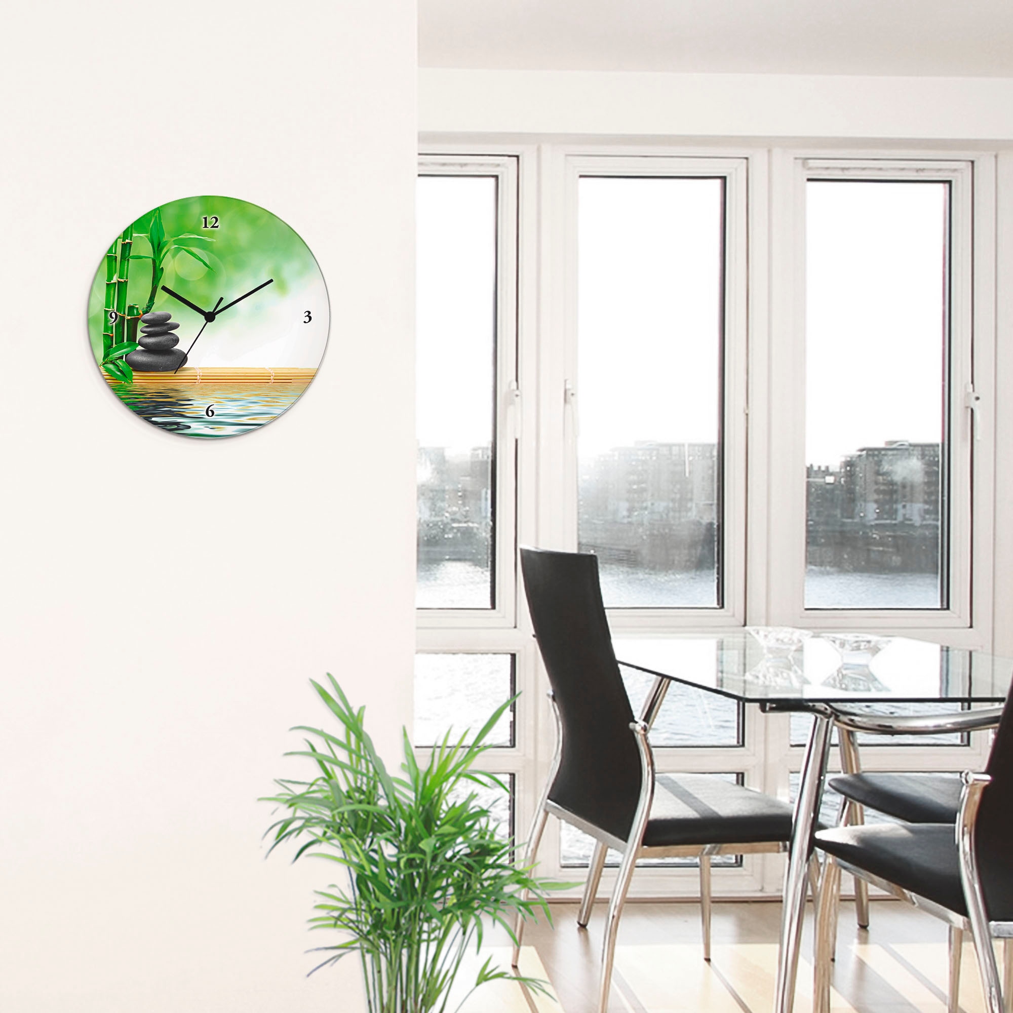 Artland Wanduhr »Spa Konzept Zen Basaltsteine« wahlweise mit  Quarz- oder Funkuhrwerk, lautlos ohne Tickgeräusche