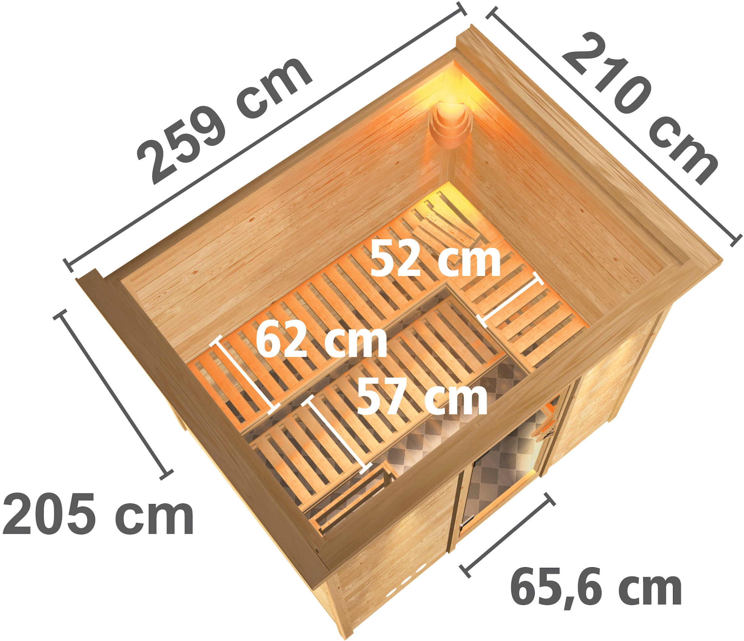 Karibu Sauna »Soraja« Set,  Ofen 9 kW Bio externe Strg easy
