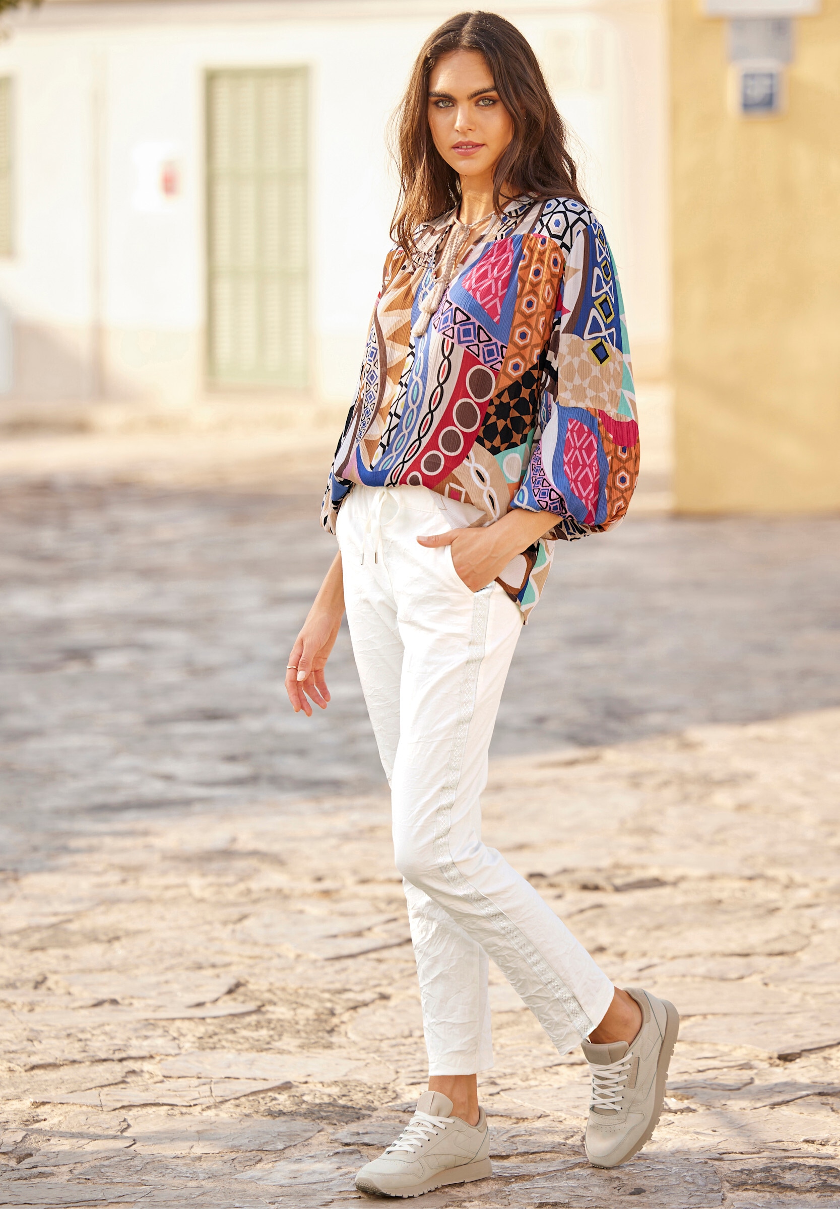 heine Klassische Bluse »Druckbluse Druckbluse mit Ballonärmeln«