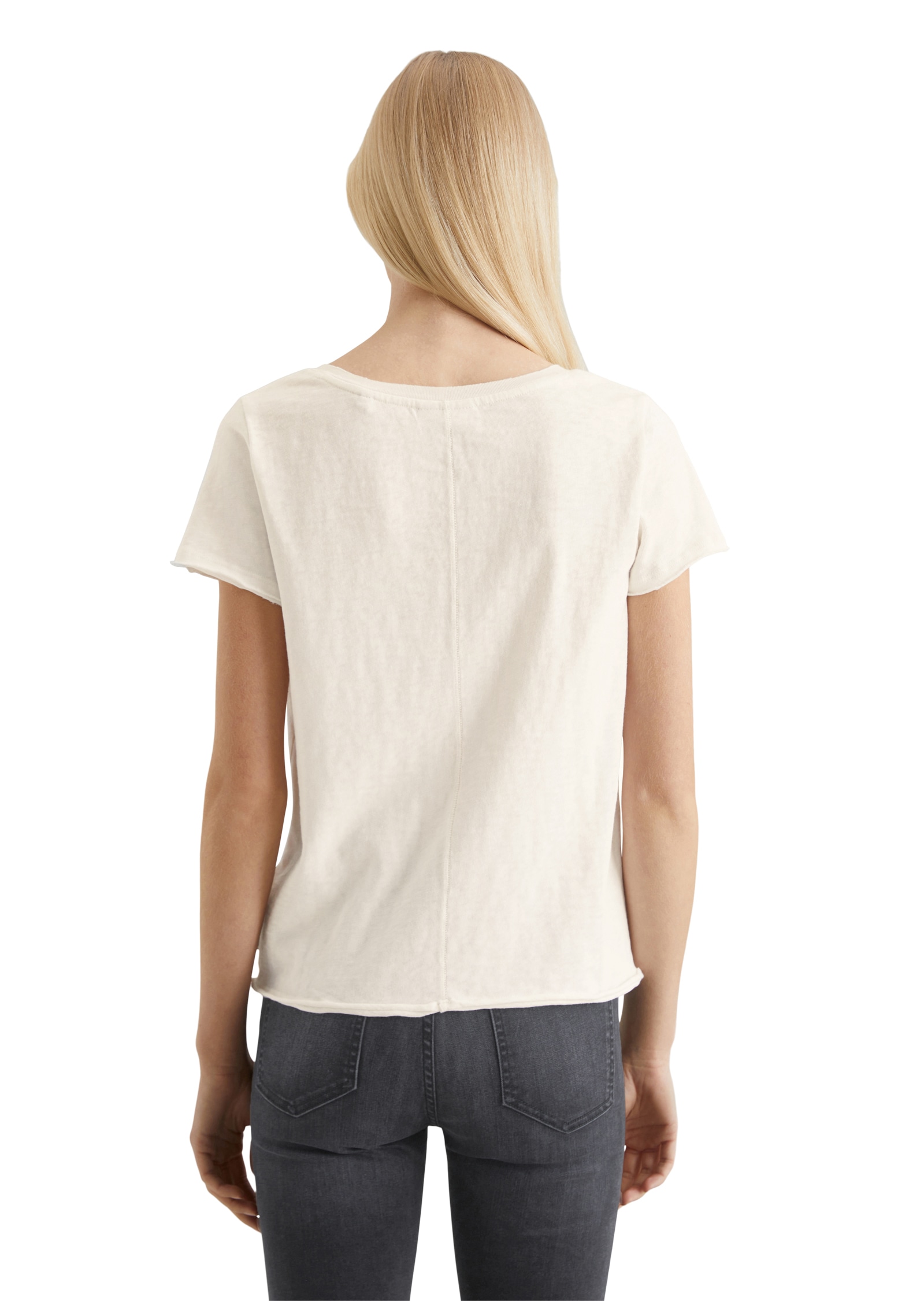 Marc O'Polo DENIM T-Shirt mit  abgerundetem V-Neck