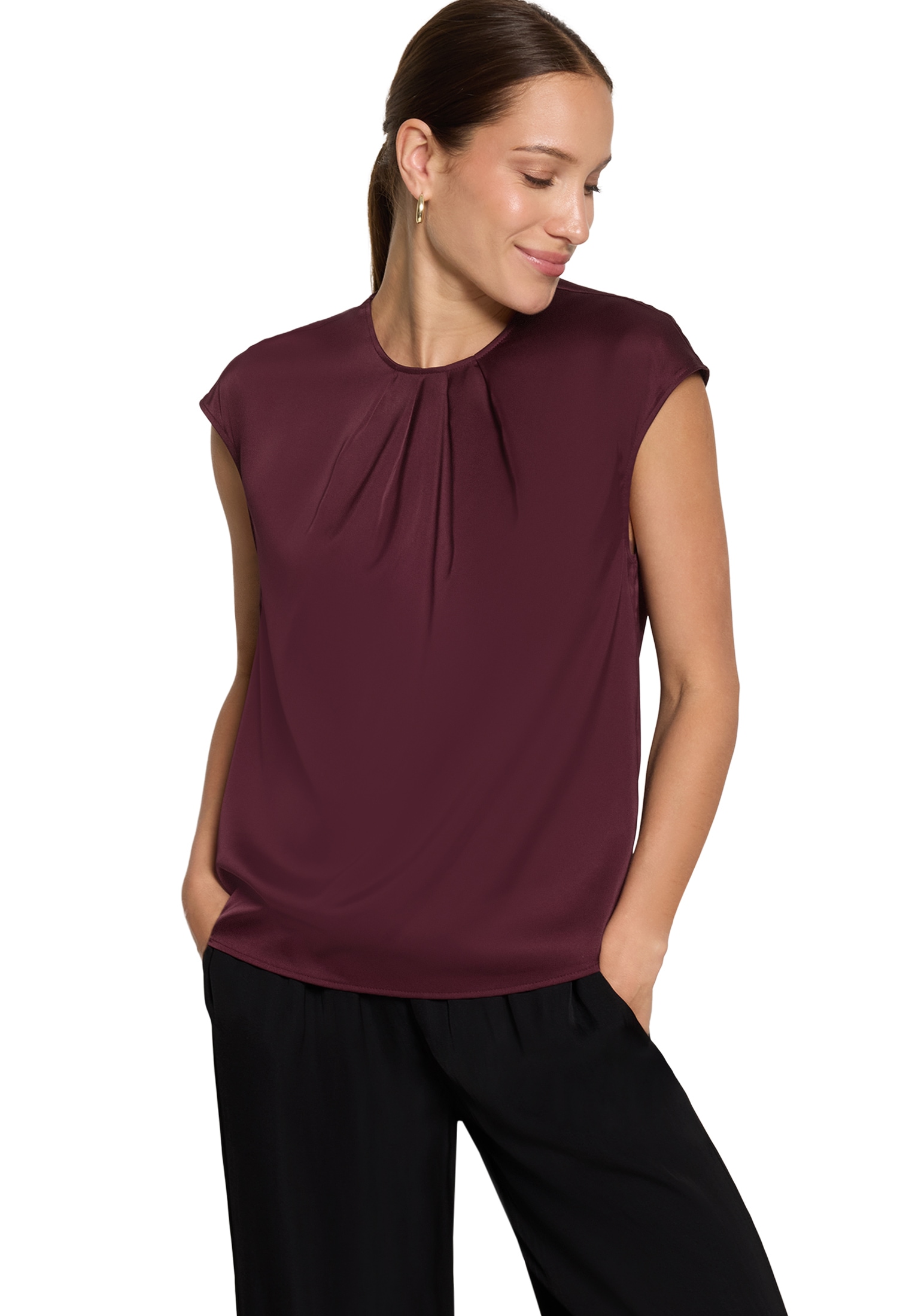 Zero Satinbluse »Satin-Bluse mit Rundhalsausschnitt«