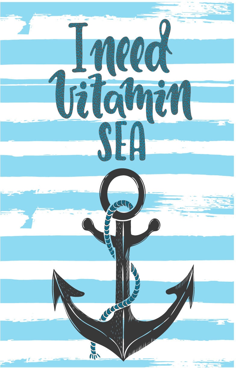 queence Metallbild »Vitamin Sea«, Schriftzüge-Schriftzug-Sprüche-Sprüche & Texte-Anker, (1 St.), Stahlschilder