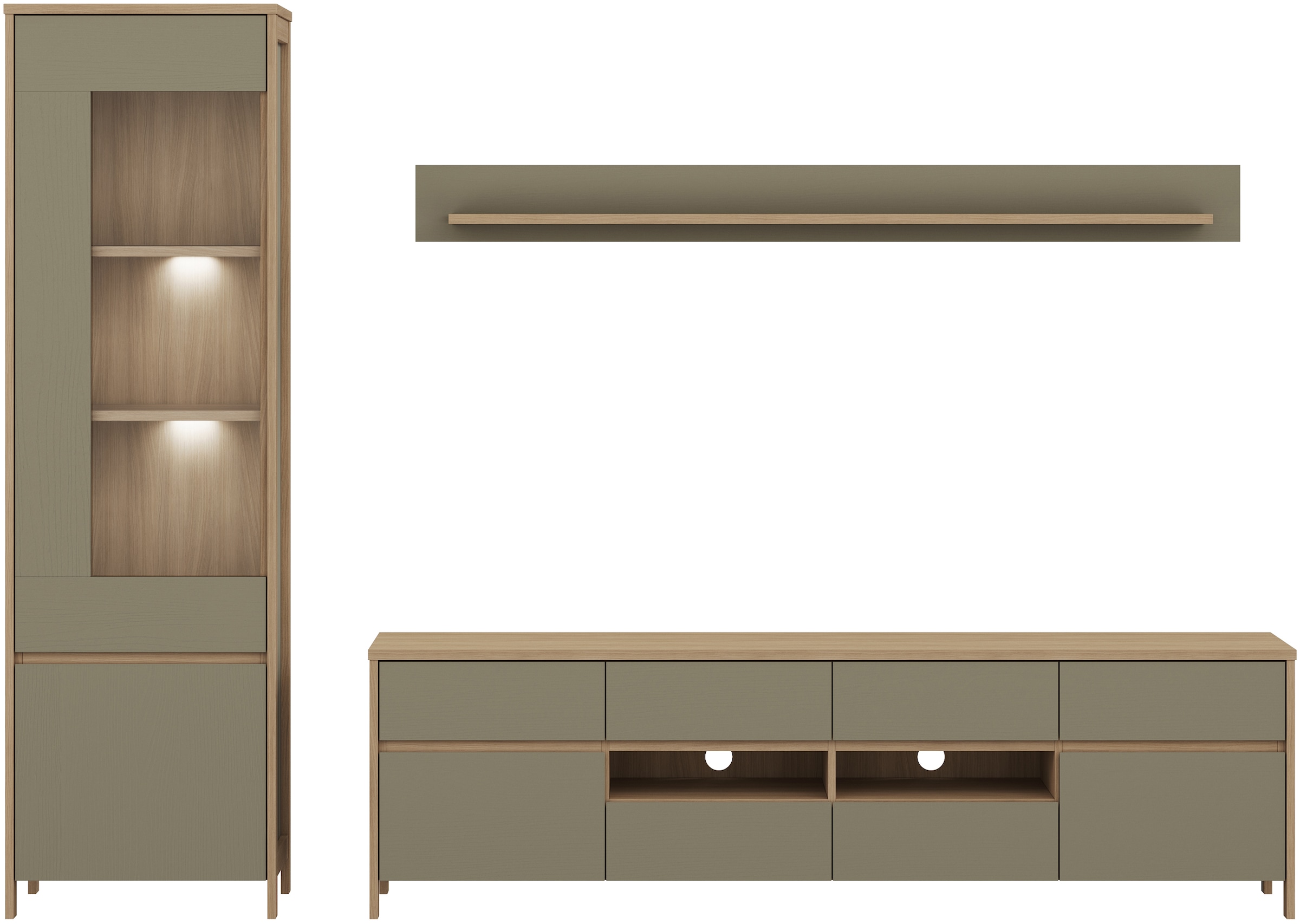 Home affaire Wohnwand »Stranda, moderne Anbauwand, Komplettset im Scandi-Style« 3 Stk. tlg.