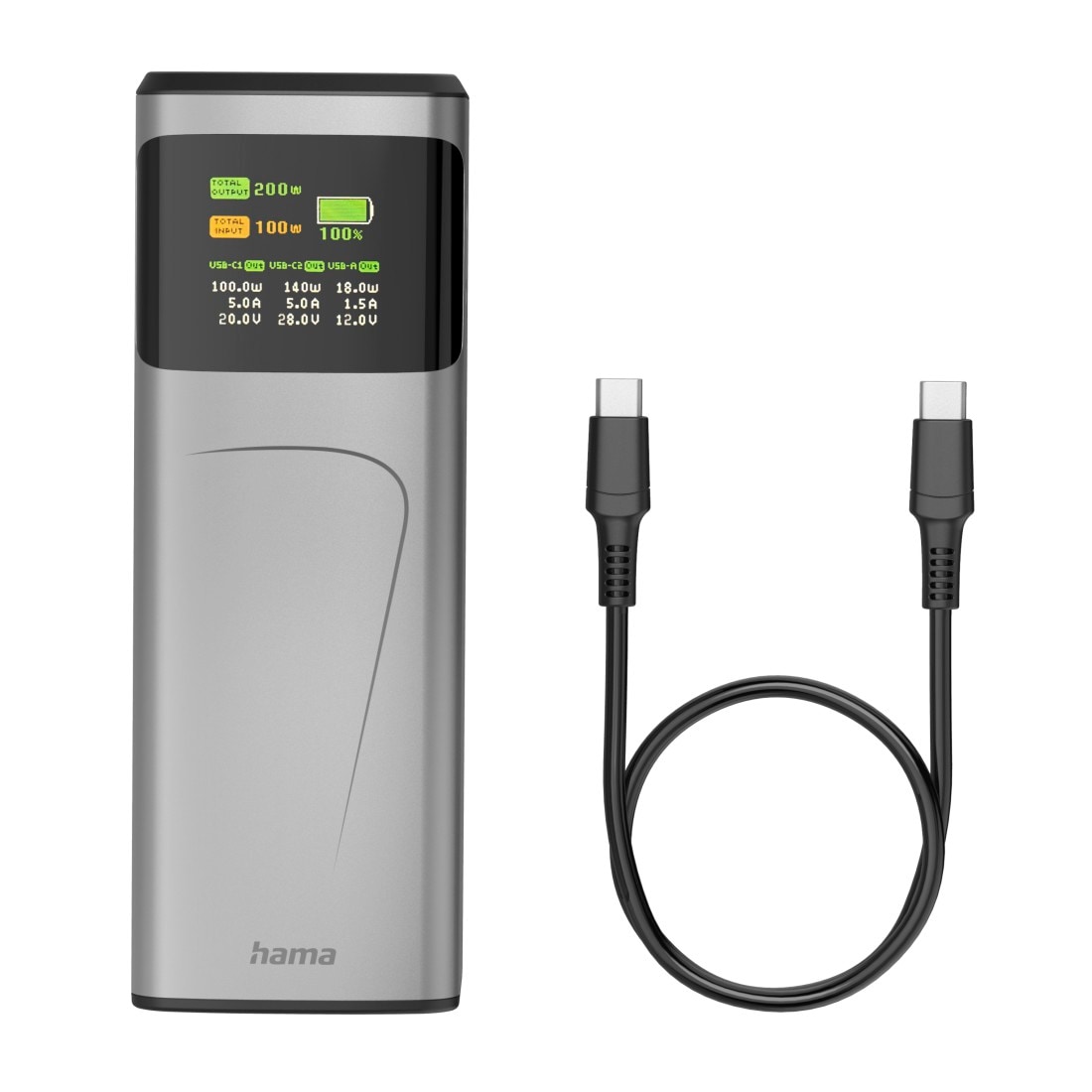 Hama Powerbank »Powerbank (200 W, 24000 mAh, 2x USB-C, 1x USB-A, Schnellladen)«