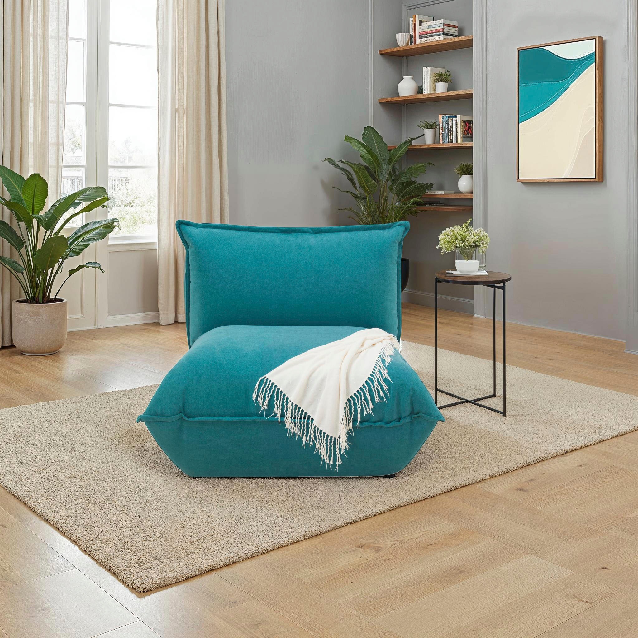DOMO collection Sessel »Nantes Loungesessel, Wohlfühlsessel mit 360° Drehfunktion«, hochwertig gepolstert mit Federkern, Struktur weich, türkis