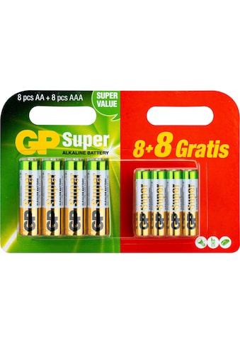 GP Batteries Batterie »16er Pack Mix Blister 8 Stck AA & 8 Stck AAA«, LR6, 1,5 V,... kaufen