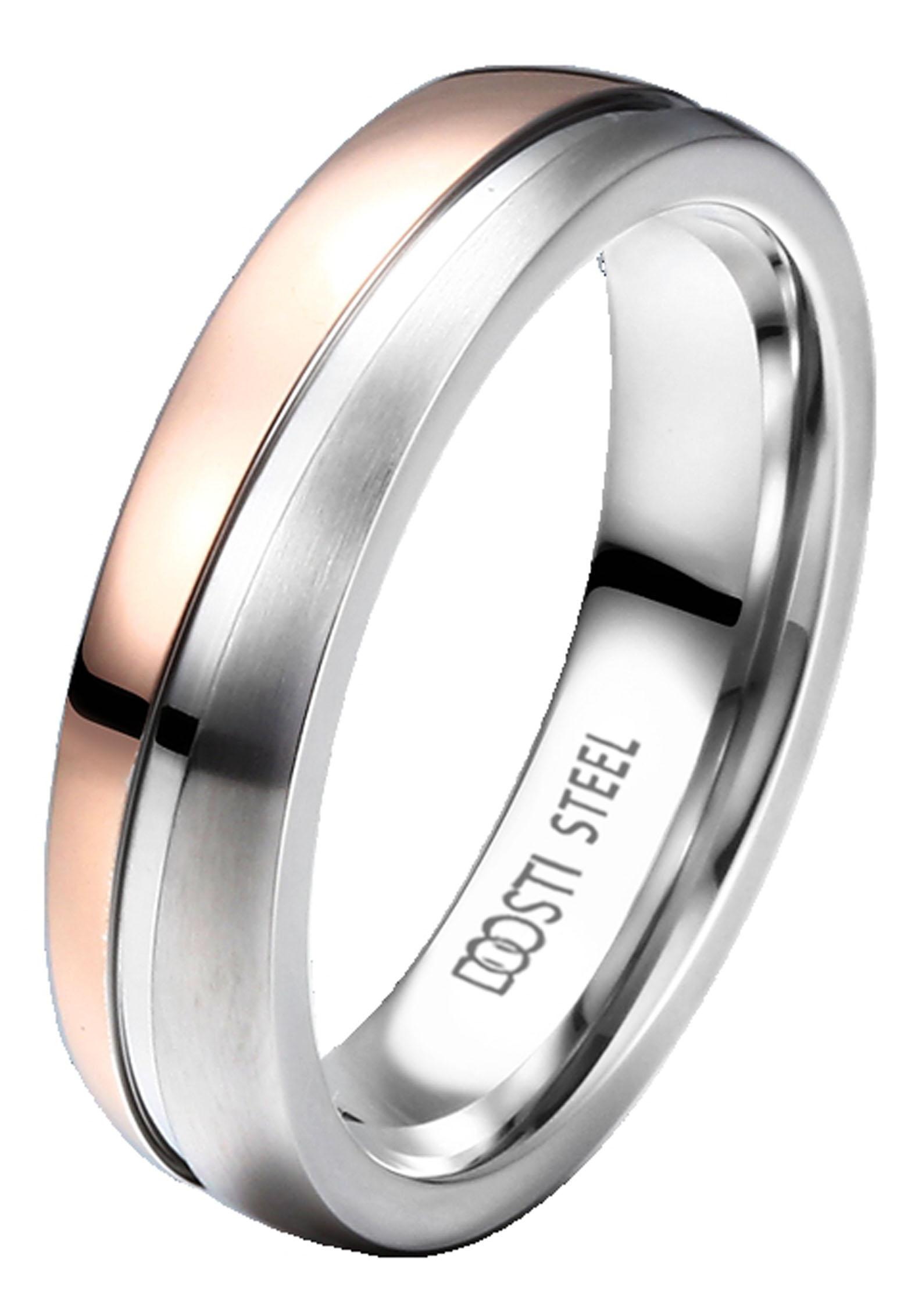 DOOSTI Trauring »Schmuck Geschenk Edelstahl Trauring Ehering Partnerring LIEBE«, wahlweise mit oder ohne Zirkonia