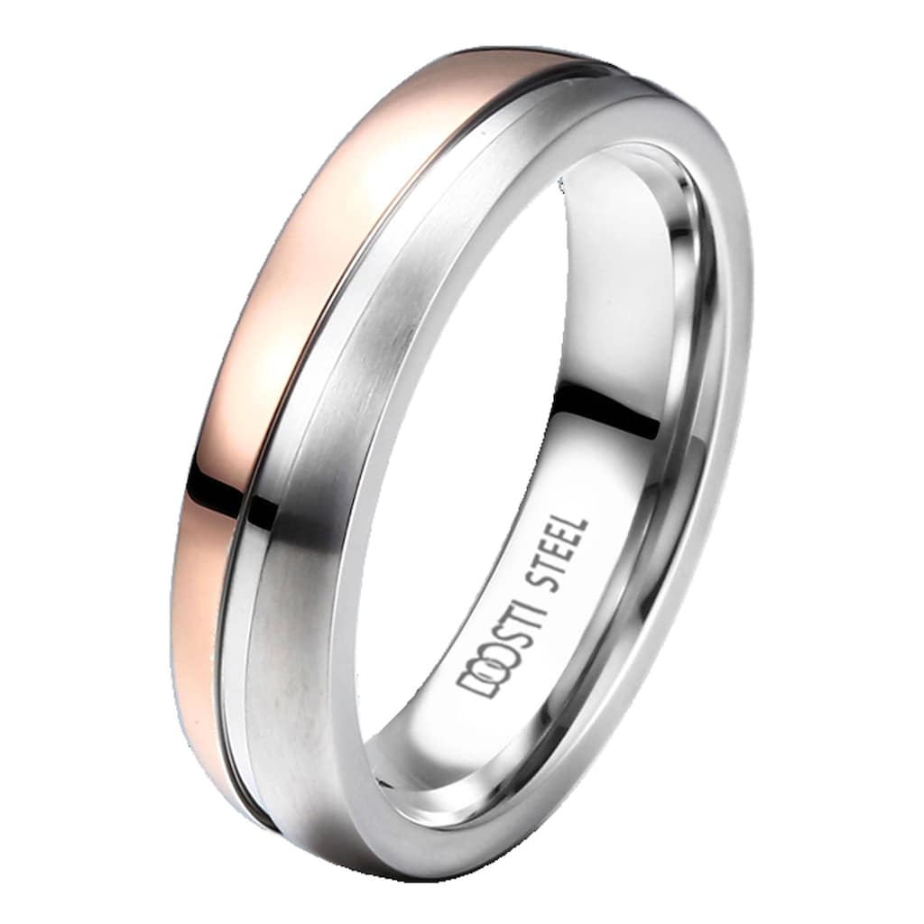 DOOSTI Trauring »Schmuck Geschenk Edelstahl Trauring Ehering Partnerring LIEBE«, wahlweise mit oder ohne Zirkonia