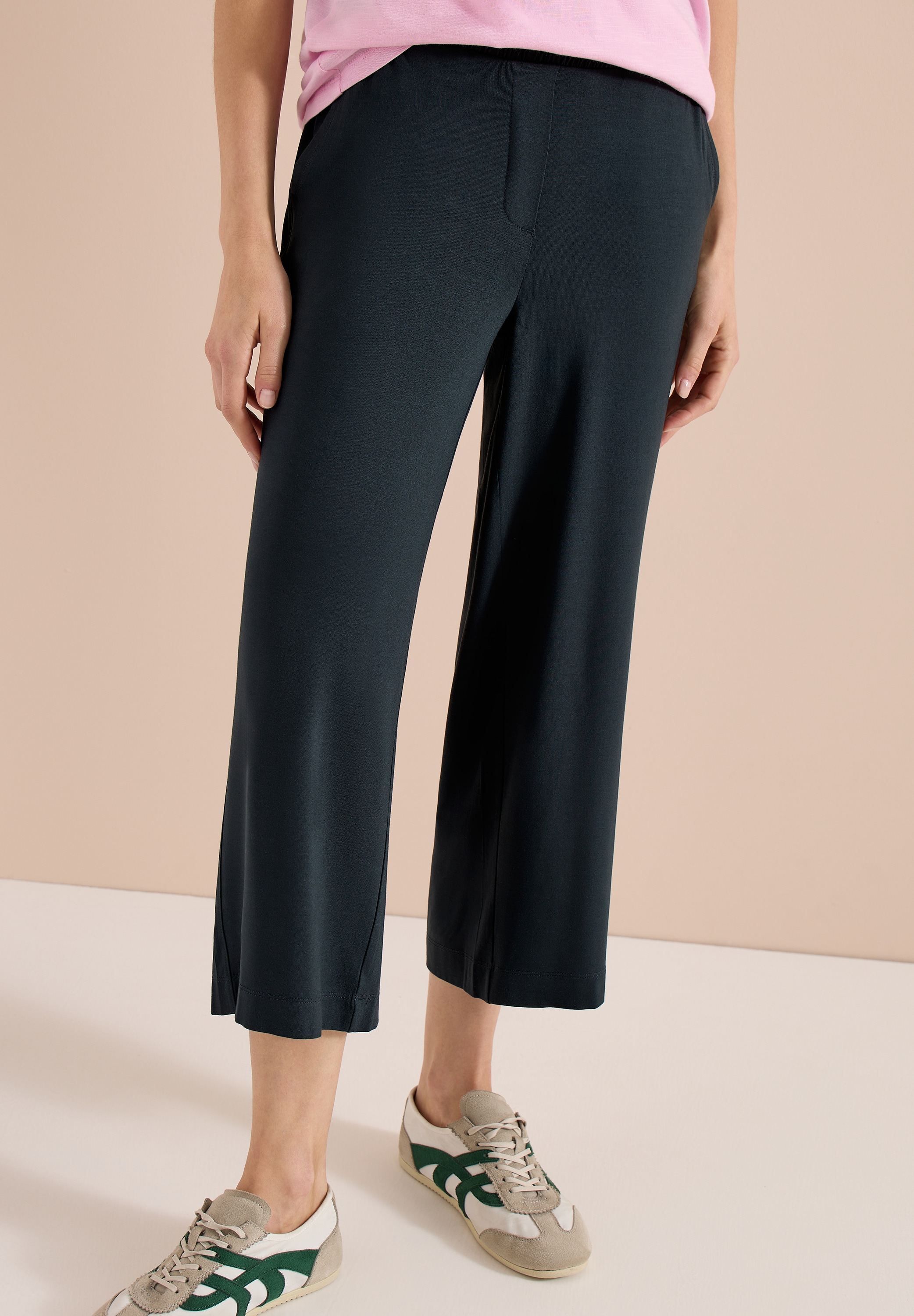 Cecil Jerseyhose  mit elastischem Schlupfbund, High-Waist, Wide Leg
