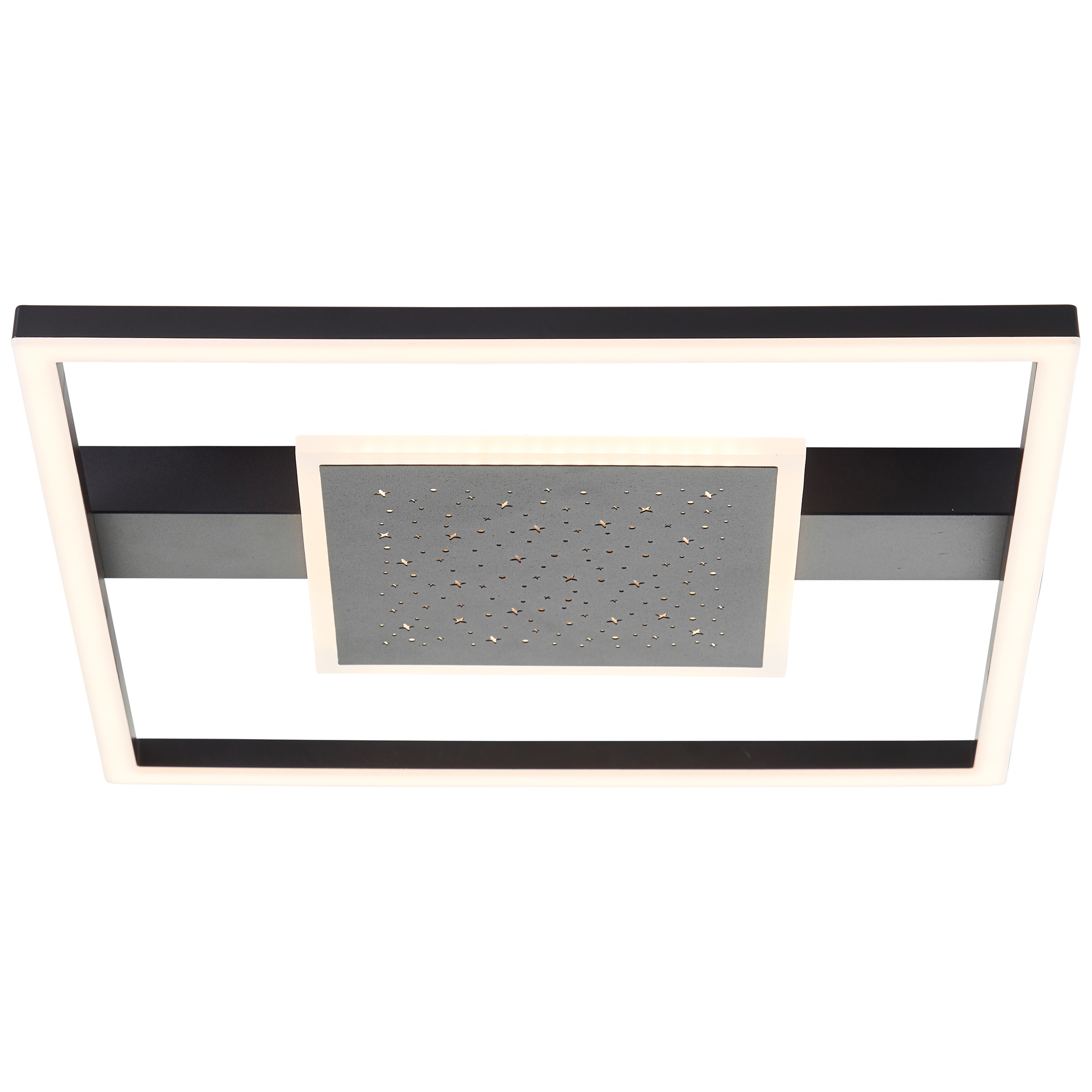 BreLight LED Deckenleuchte »Reno« 1 Stk. Warmweiß 37 x 37 cm, 3500 lm, 3000 K, Sternenglanz, schwarz