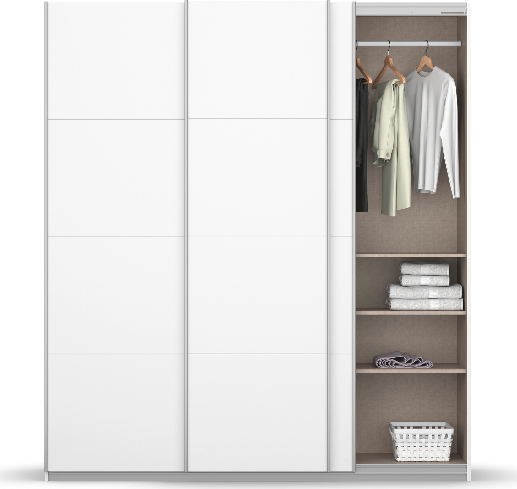rauch Schwebetürenschrank »Kleiderschrank Schrank Garderobe KOLUNA mit Dekor-Front«, inkl. 2 Innenschubladen sowie extra Einlegeböden MADE IN GERMANY