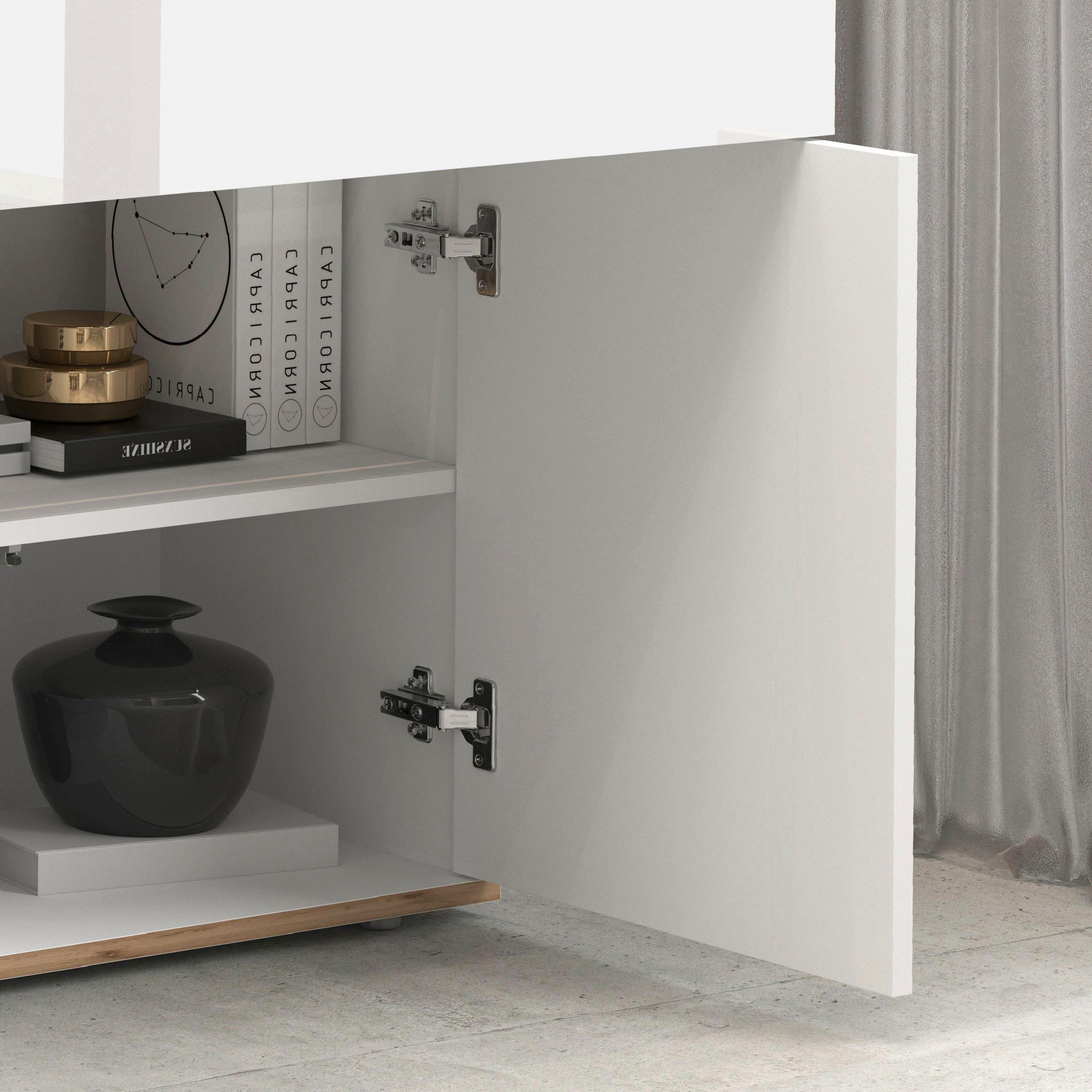 OTTO home »Garda Kommode, Schrank, 4 Türen mit Push-to-Open, Made in Italy« Hochglanzlackierte Fronten,2 Schubladen, grifflos Breite 160,1 cm