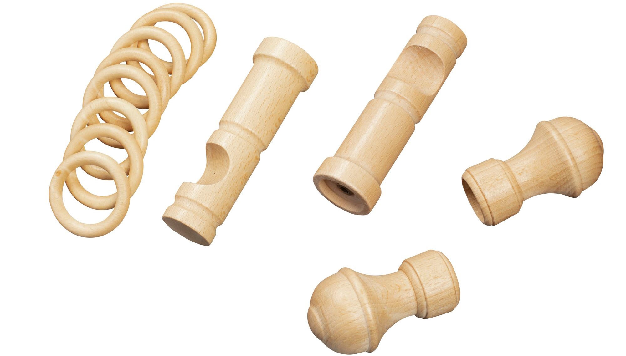 SN DECO GROUP Gardinenstange »Ares«, 1 läufig-läufig, Fixmaß, 28 mm, Holz, verschiedene Längen und Farben, Komplettset