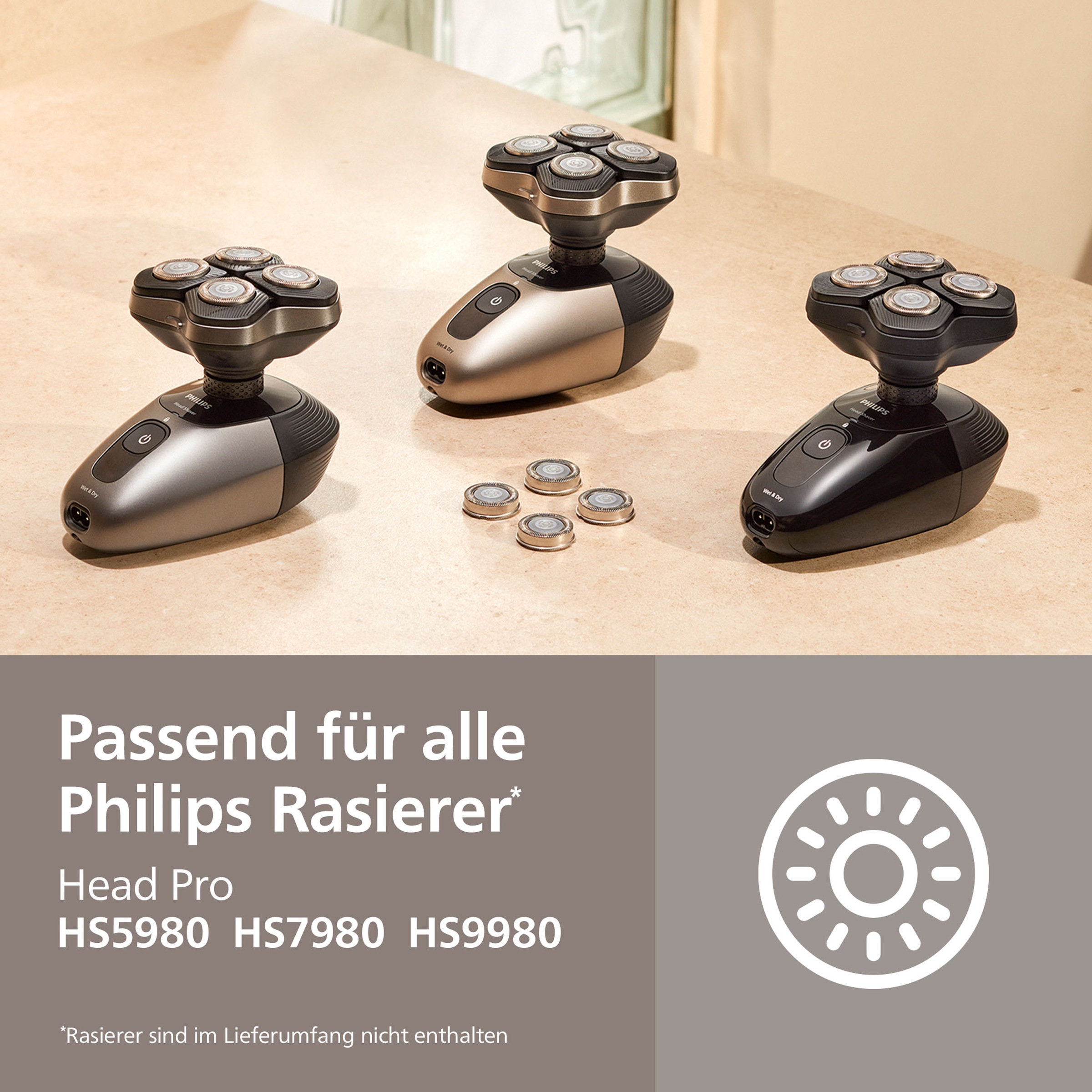 Philips Ersatzscherköpfe »HS740/15 passend zu Glatzenrasier HS5980/15 & HS7980/15« mit 36 ComfortCut Klingen, nass und trocken verwendbar