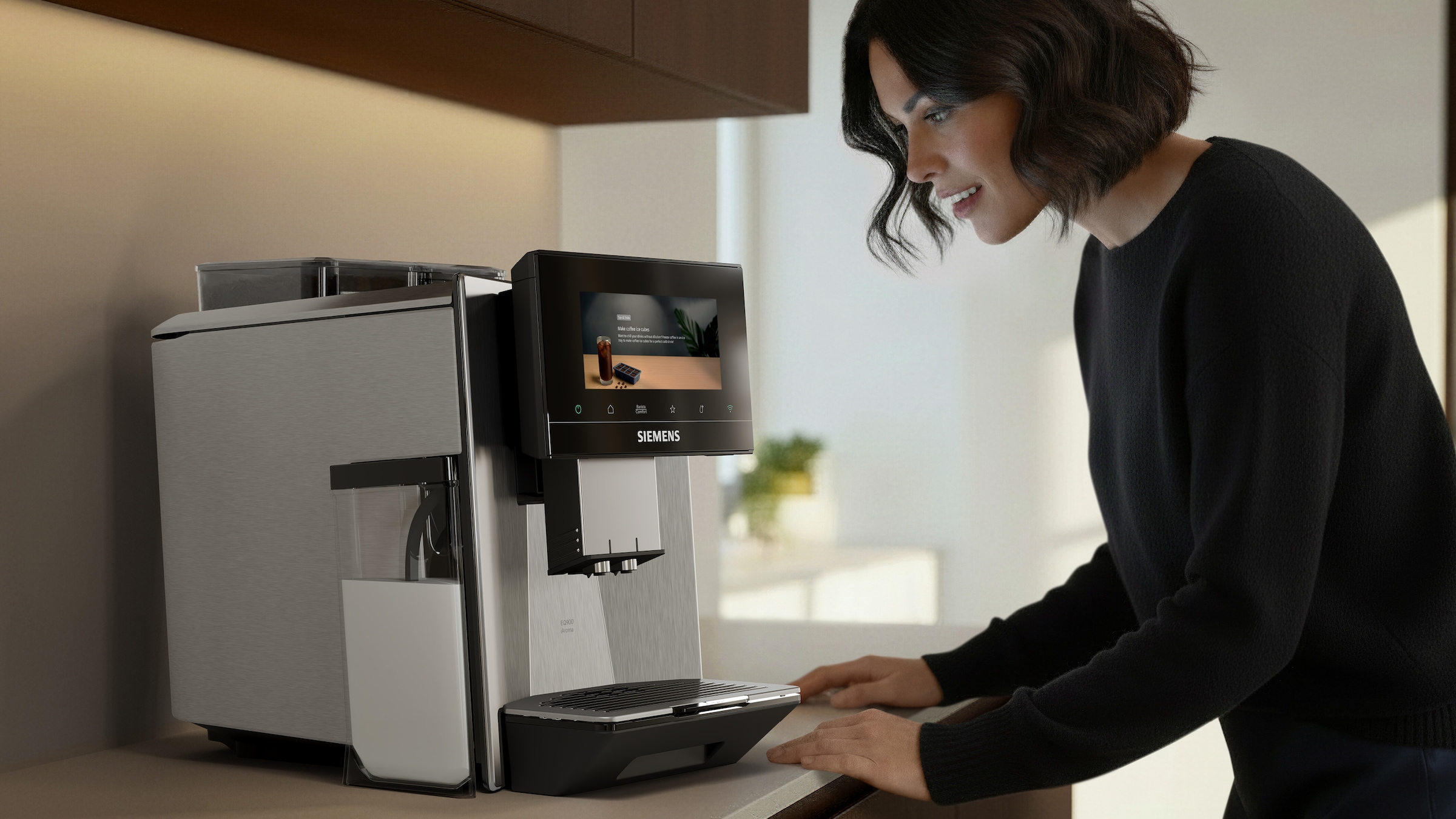 SIEMENS Kaffeevollautomat »EQ900 TQ927E03, 2 Bohnenbehälter, 41 versch. Getränke, XL-Getränke« farbiges 6.8'' TFT-Display, individuelle Aromaeinstellung, Edelstahl