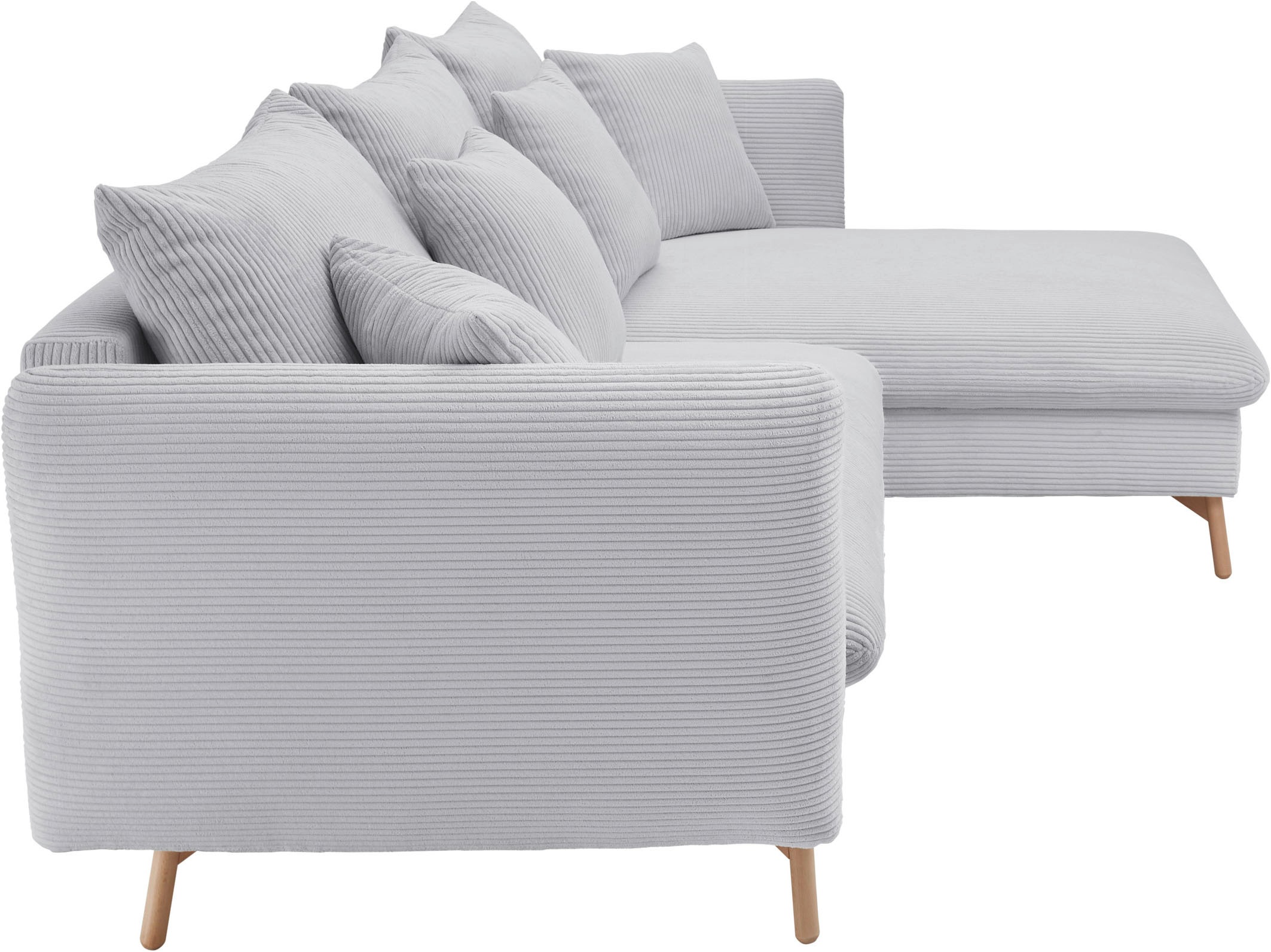 andas Ecksofa »MERLE, 258 cm, L-Form, traumhafter Cord,«, mit Bettfunktion und Bettkasten, Liegefläche 224 x 139
