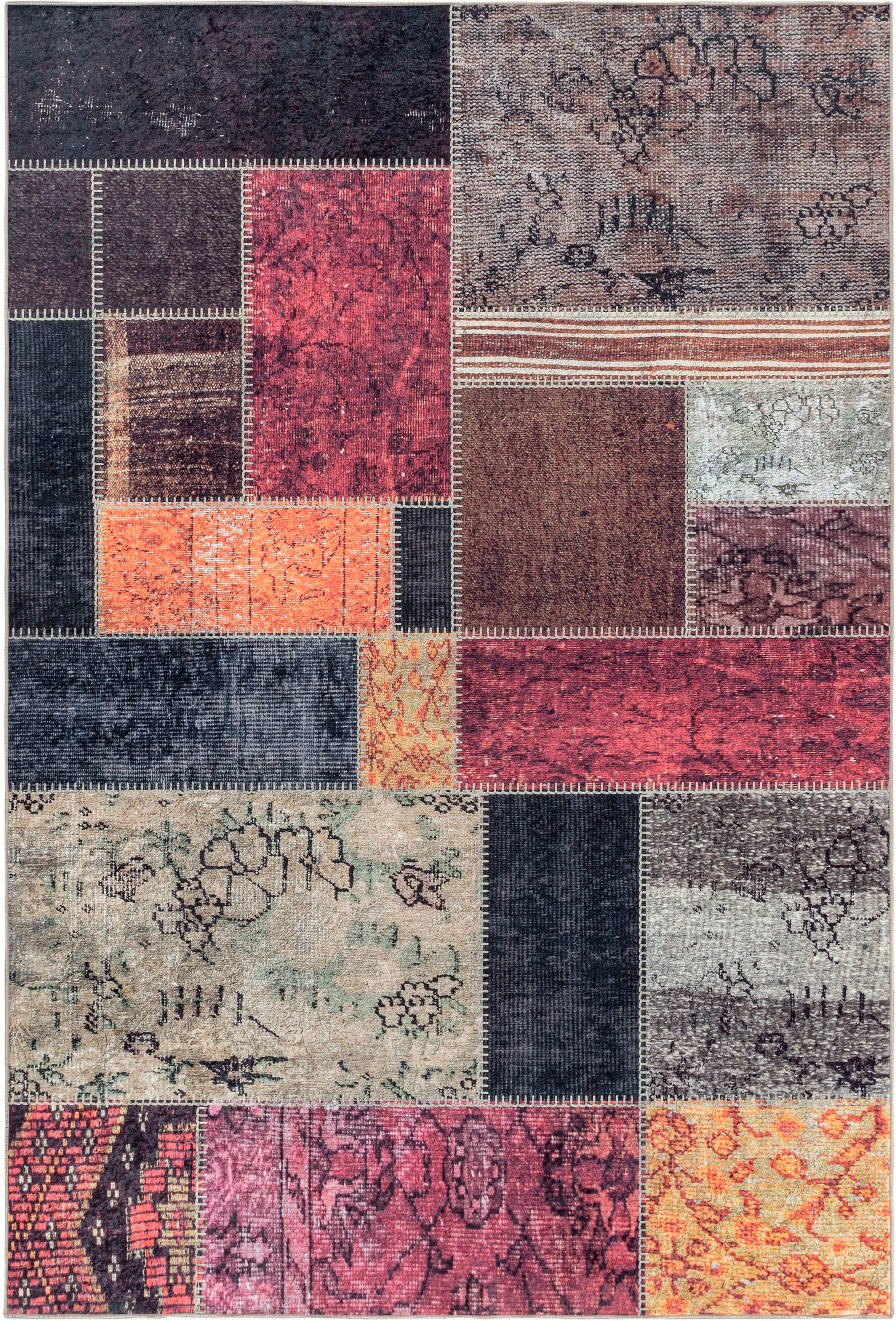 Ayyildiz Teppiche Teppich »FIESTA 4302«, rechteckig, 6 mm Höhe, Läufer, pflegeleichter Kurflorteppich, moderne Patchwork, Optik