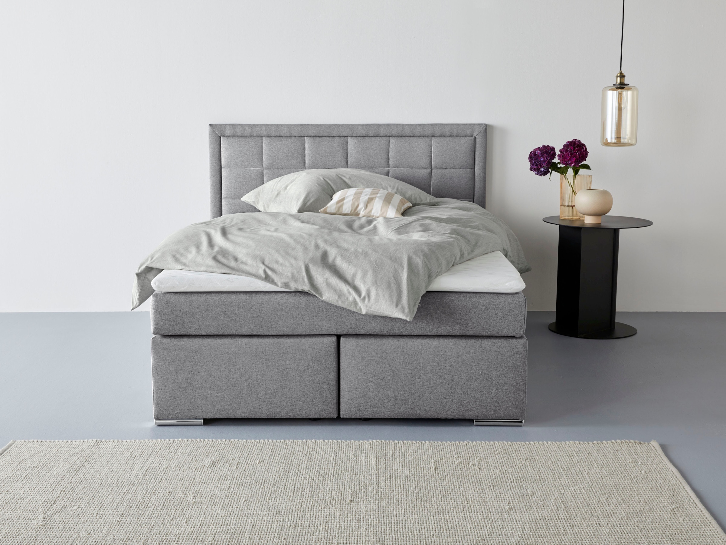 COLLECTION AB Boxbett "ATHENA, Polsterbett wahlweise mit Bettkasten, Strukturstoff-Bezug" Bonnell- oder Taschenfederkernmatratze H2,H3,H4, 140x200/180x200cm