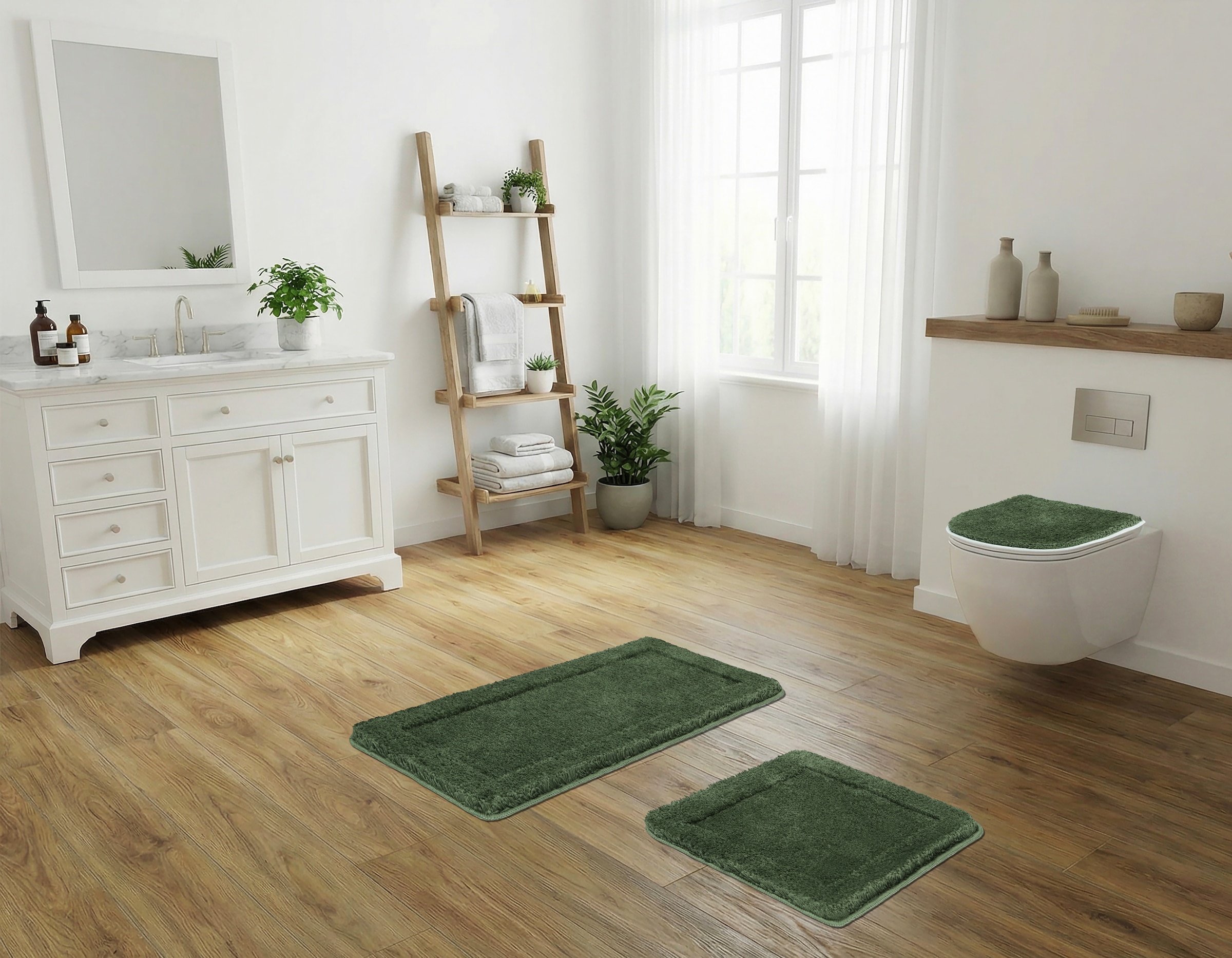 OTTO home Badematte »Sanremo mit Rahmen, Badvorleger, Badezimmer, sehr weich, Hoch-Tief« Höhe 25 mm rutschhemmend beschichtet fußbodenheizungsgeeignet | schnell trocknend Badteppich, unifarben, rechteckig und als 3-tlg. Set erhältlich