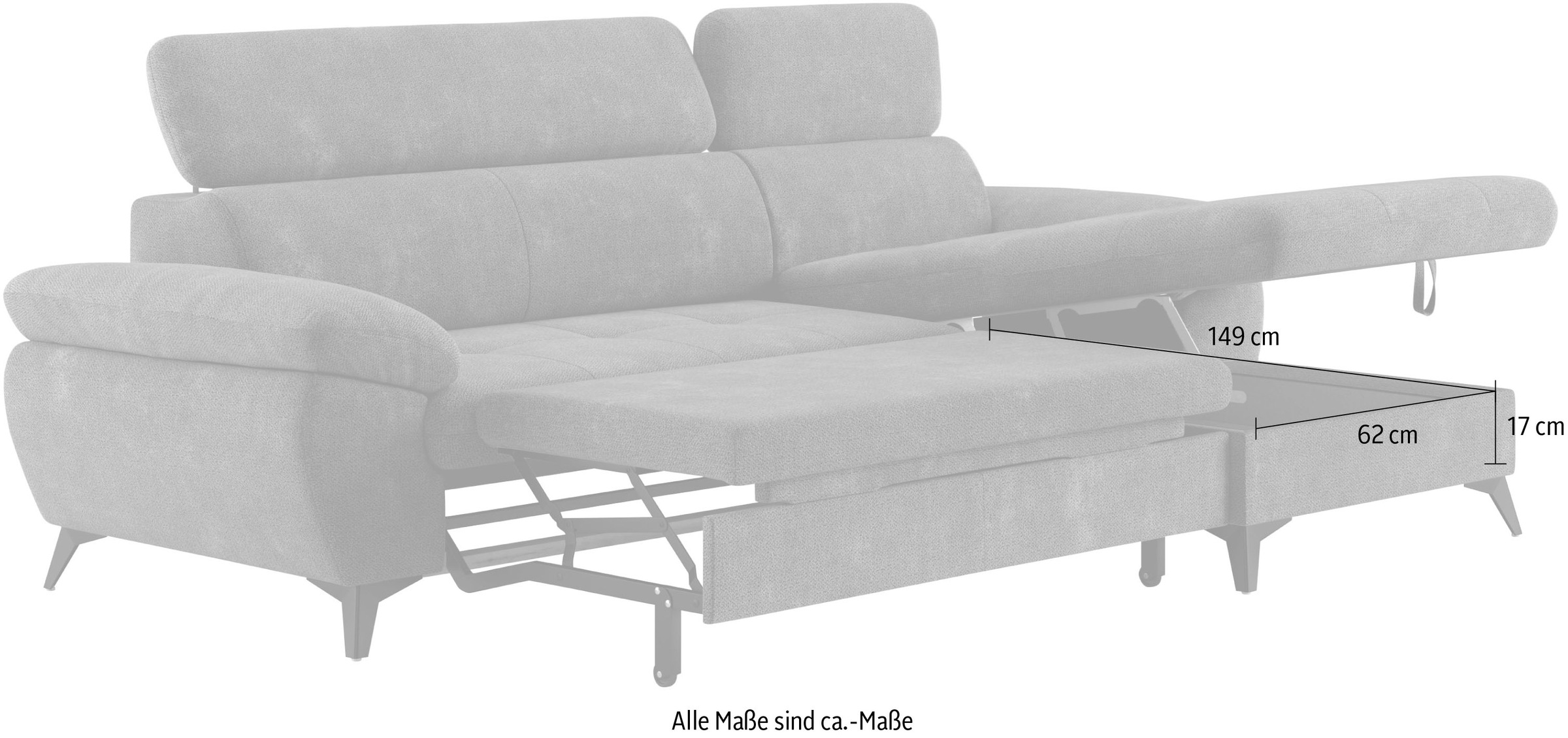 COTTA Ecksofa »Hudson L-Form«, inkl. verstellbare Kopfstützen, wählbar mit Bettfunktion und Stauraum