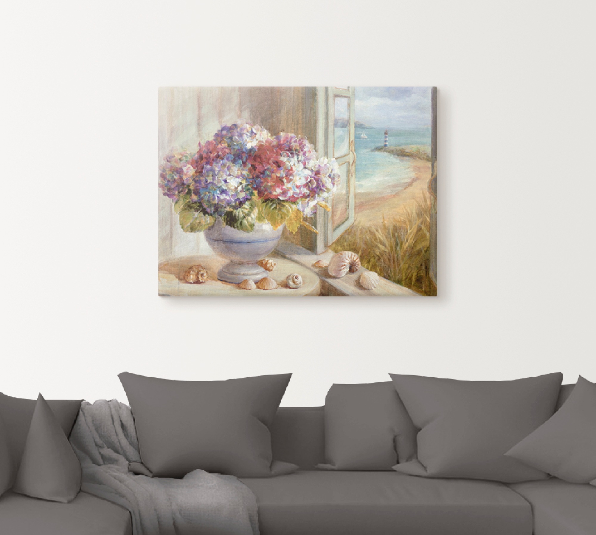Artland Leinwandbild »Küsten Hortensie«, Arrangements, (1 St.), auf Keilrahmen gespannt