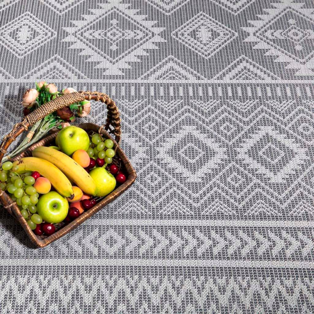 Carpet City Outdoorteppich »PALM3522«, rund, 5 mm Höhe, Wetterfest & UV-beständig, für Balkon, Terrasse, Küche, flach gewebt