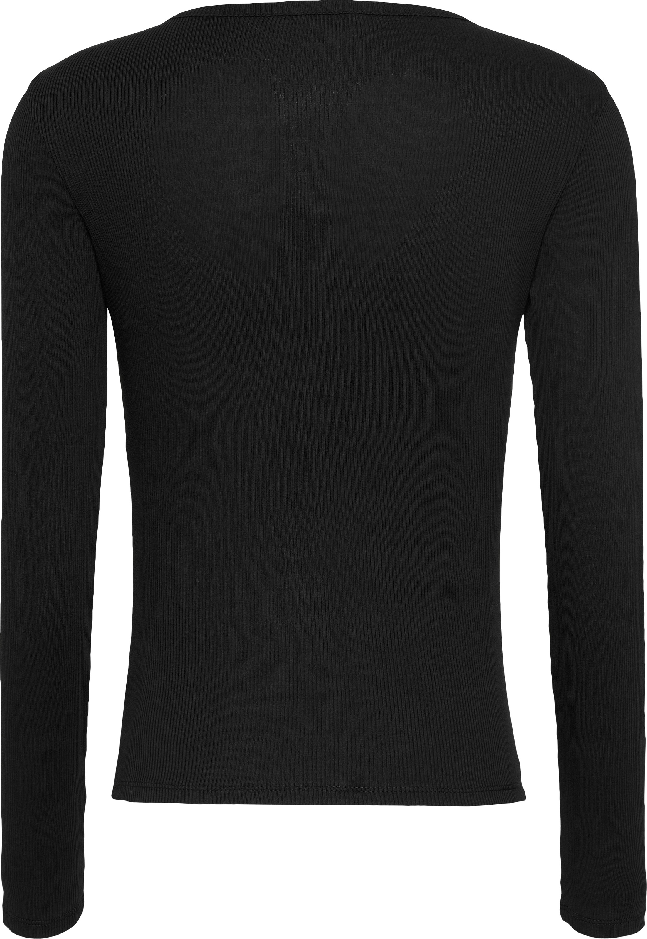 Tommy Jeans Langarmshirt »TJW SLM BUTTON RIB C-NECK LS EXT«, mit Logostickerei