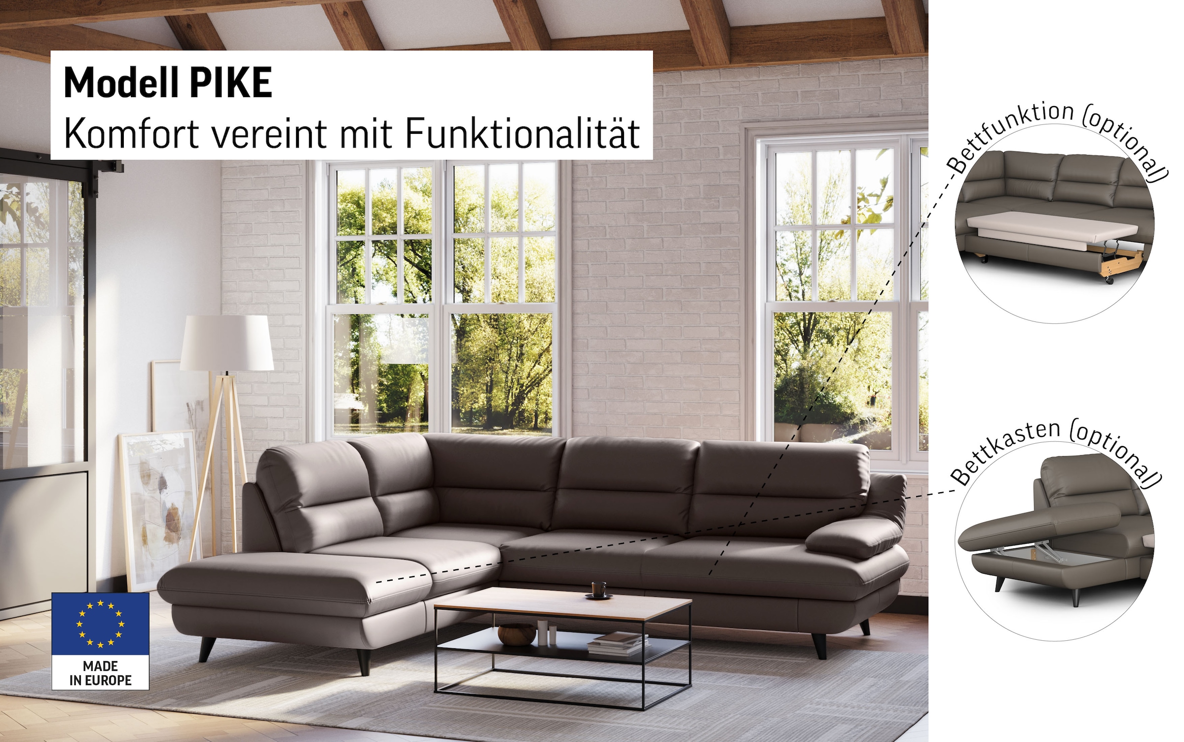 COTTA Ecksofa »Pike L-Form« Zeitloses Design
