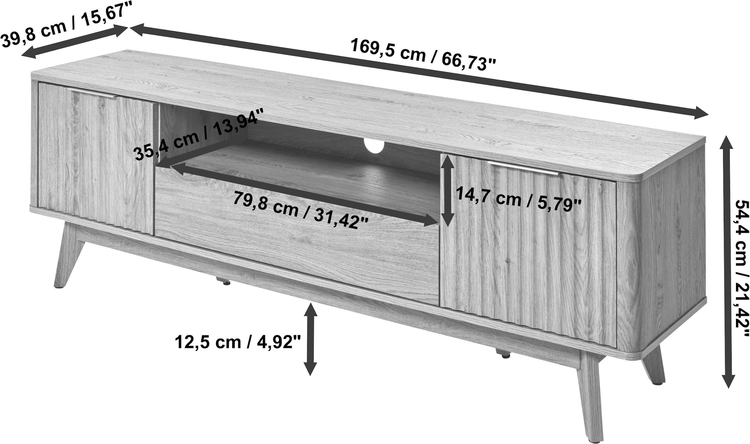 Jahnke TV-Board »WAVE TV 170«, (1 St.), TV-Board, Retro-Stil, Front in Wellendesign, Breite ca. 170 cm