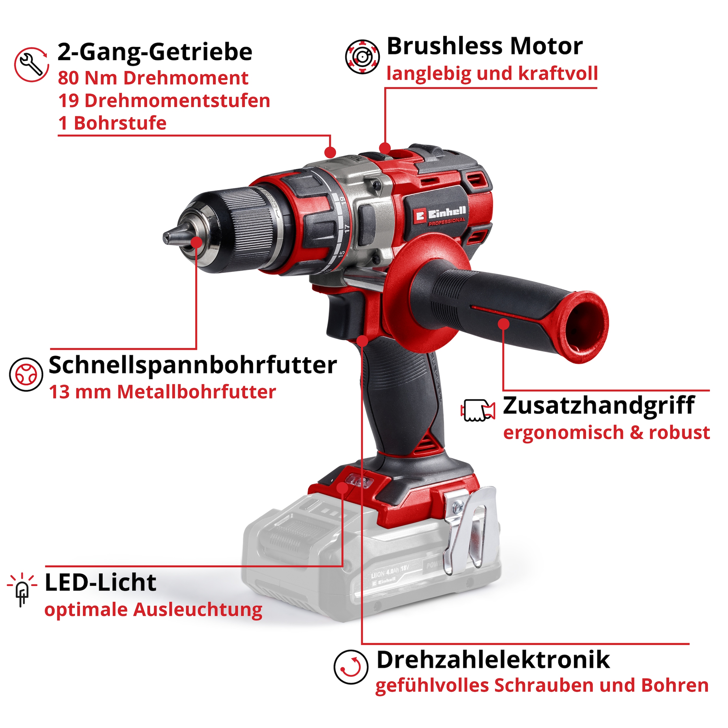Einhell Akku-Bohrschrauber »TP-CD 18/80 Li BL-Solo«, (1 tlg.)