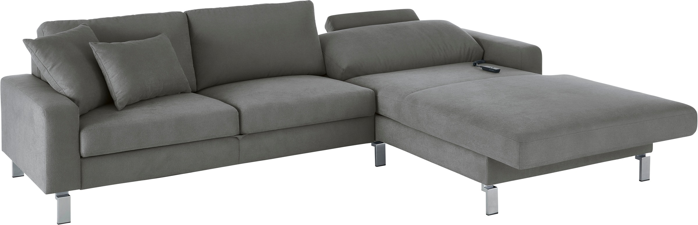 3C Candy Ecksofa »Lecce, wahlweise PUR-Schaumstoff oder Tonnentaschenfederkern«, Bett im 2,5-Sitzer, teilmotorische Schlaffunktion im Longchair, L-Form